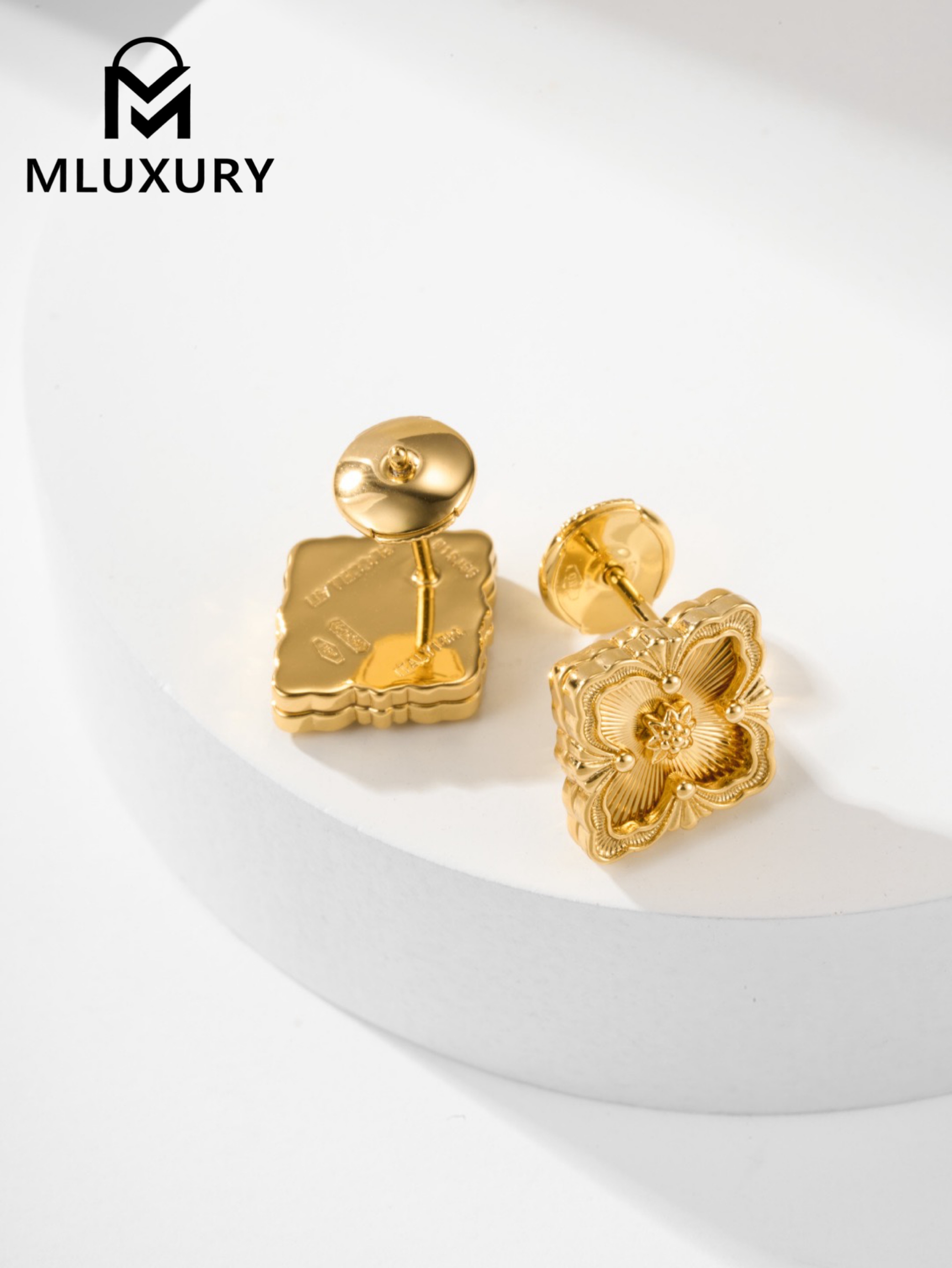 Buccellati Vintage Floral Opera Tulle Button Earrings (Small Stud Earrings)