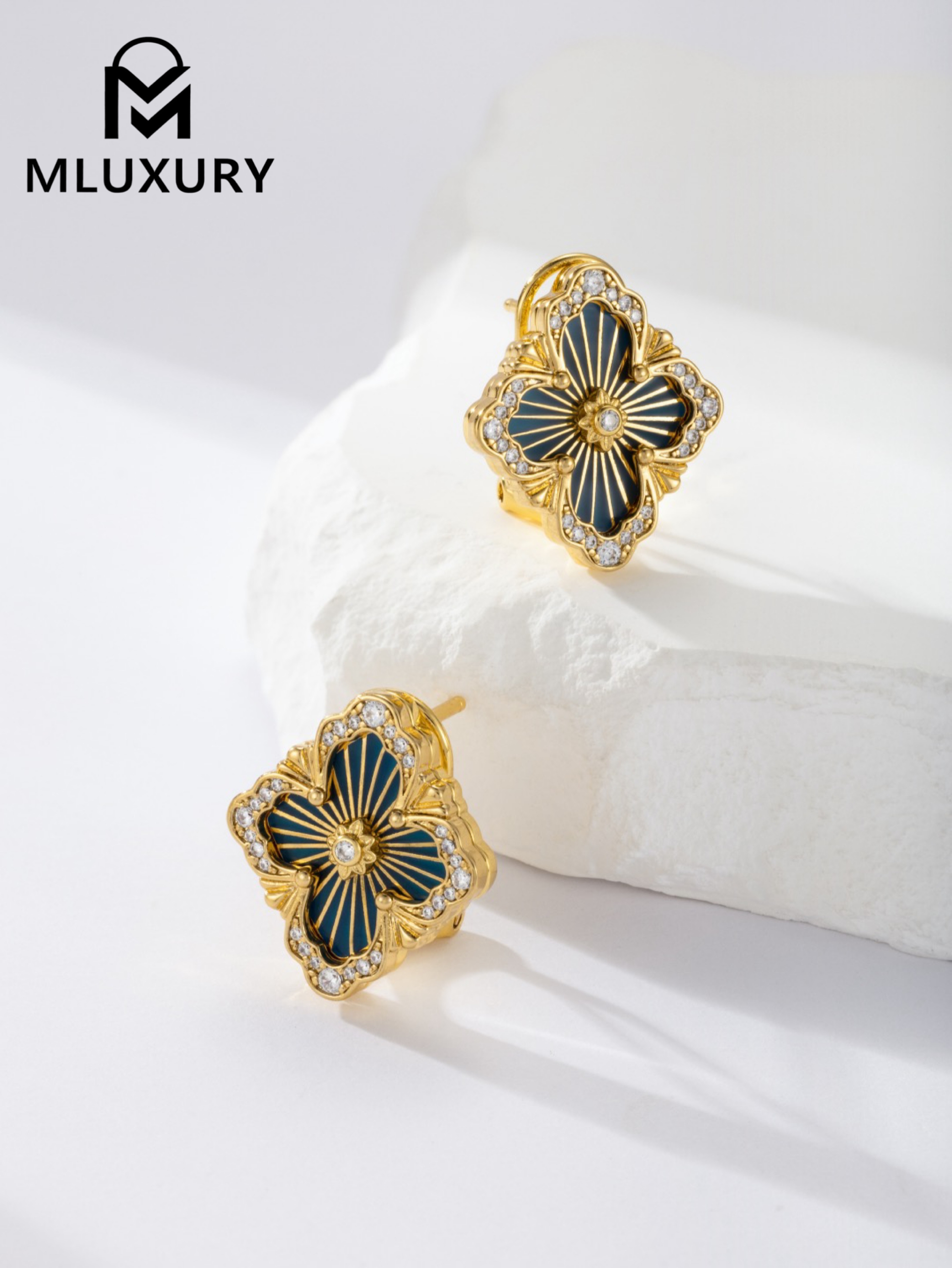 Buccellati Blue Vintage Floral Opera Tulle Button Earrings (Large Clip-on Style)