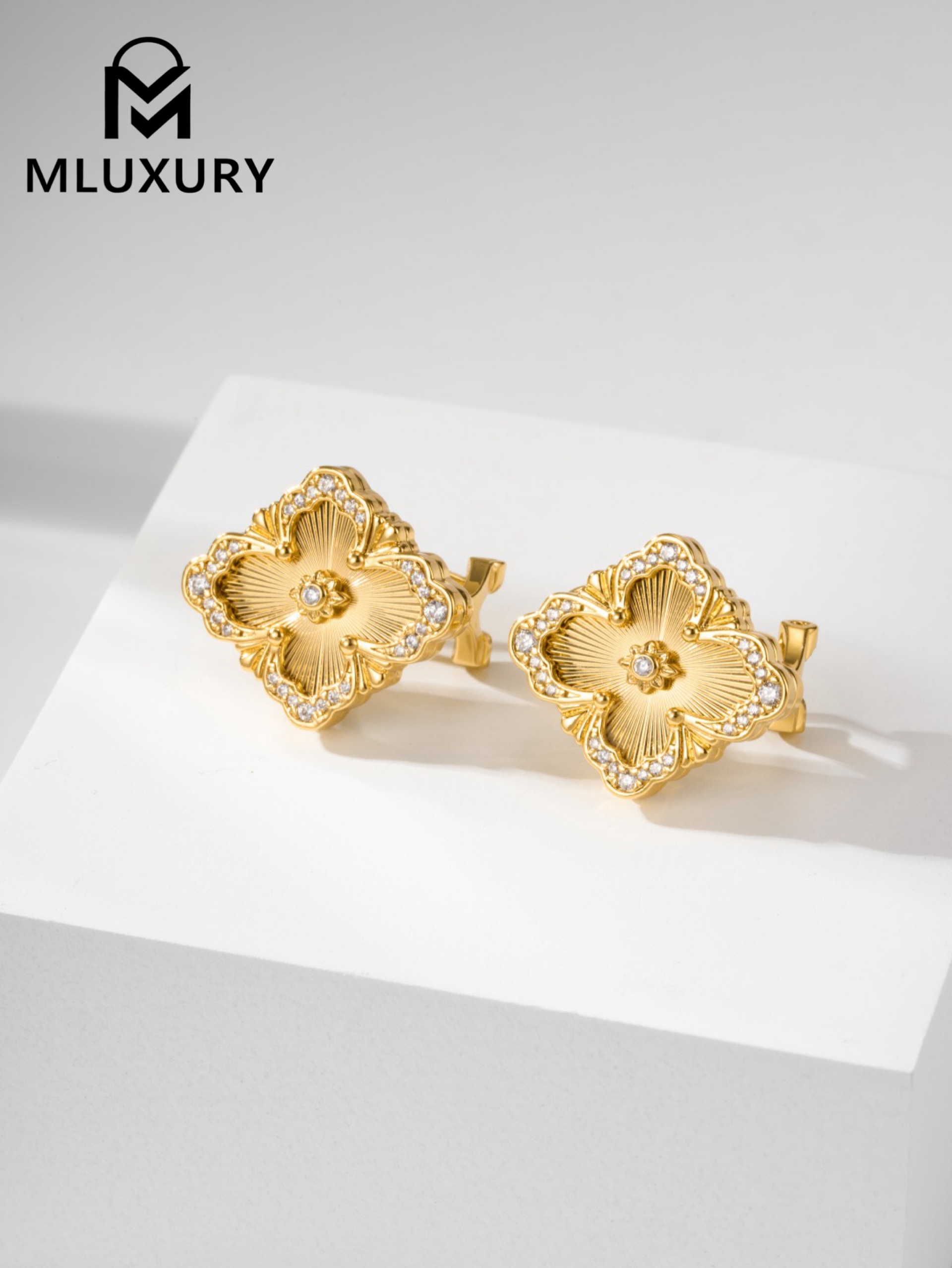 Buccellati Vintage Floral Opera Tulle Button Earrings (Large Clip-on Style)