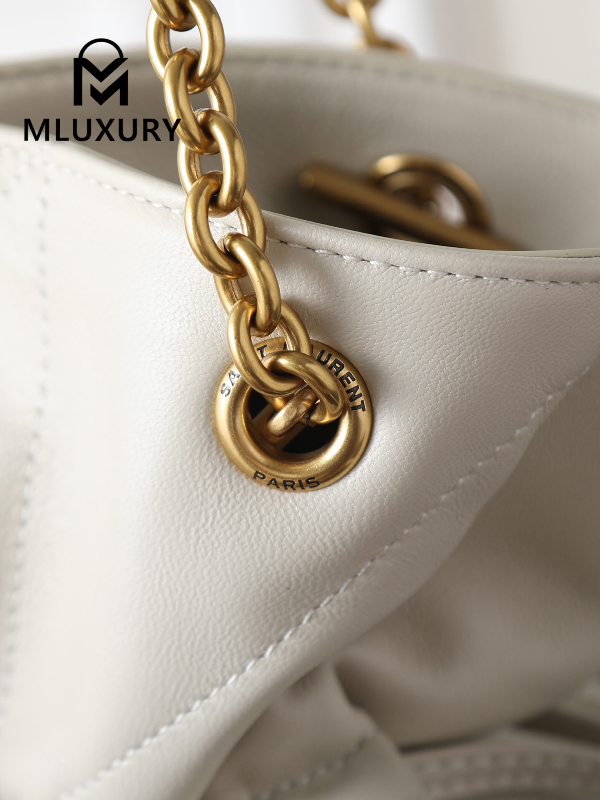 YSL Jamie 4.3 Large POCHON (Small Size), White