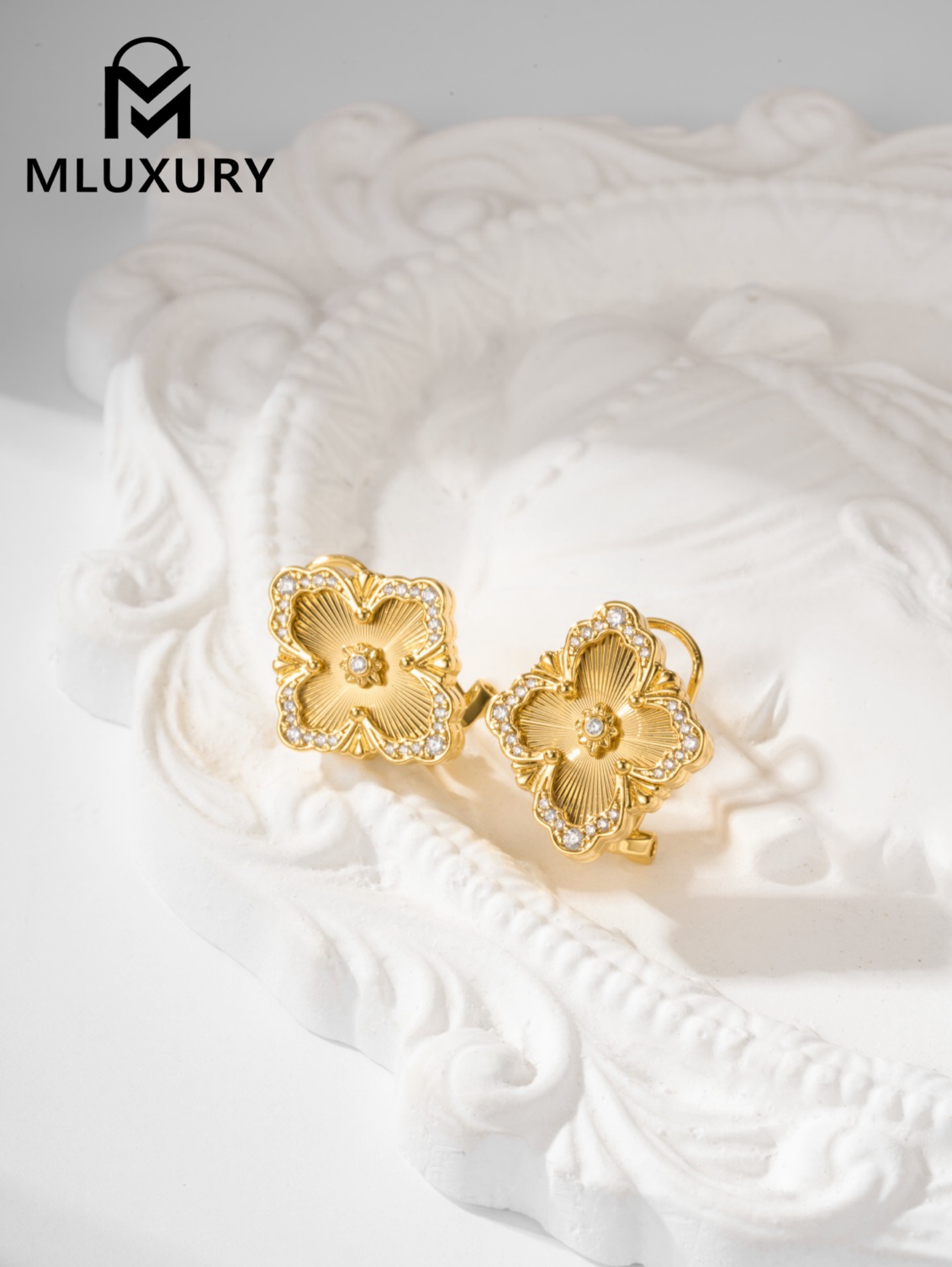 Buccellati Vintage Floral Opera Tulle Button Earrings (Large Clip-on Style)