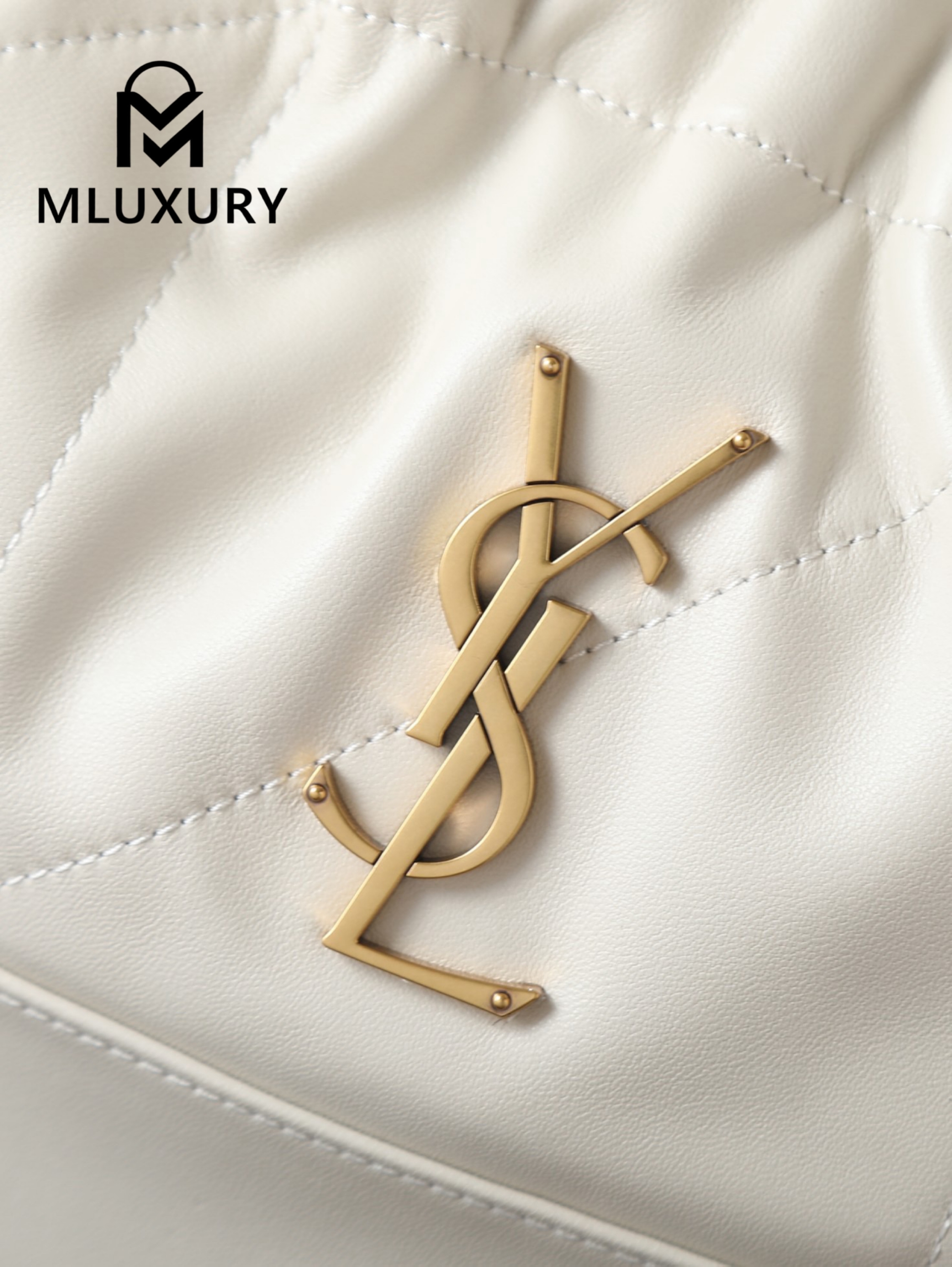 YSL Jamie 4.3 Large POCHON Bucket Bag, White