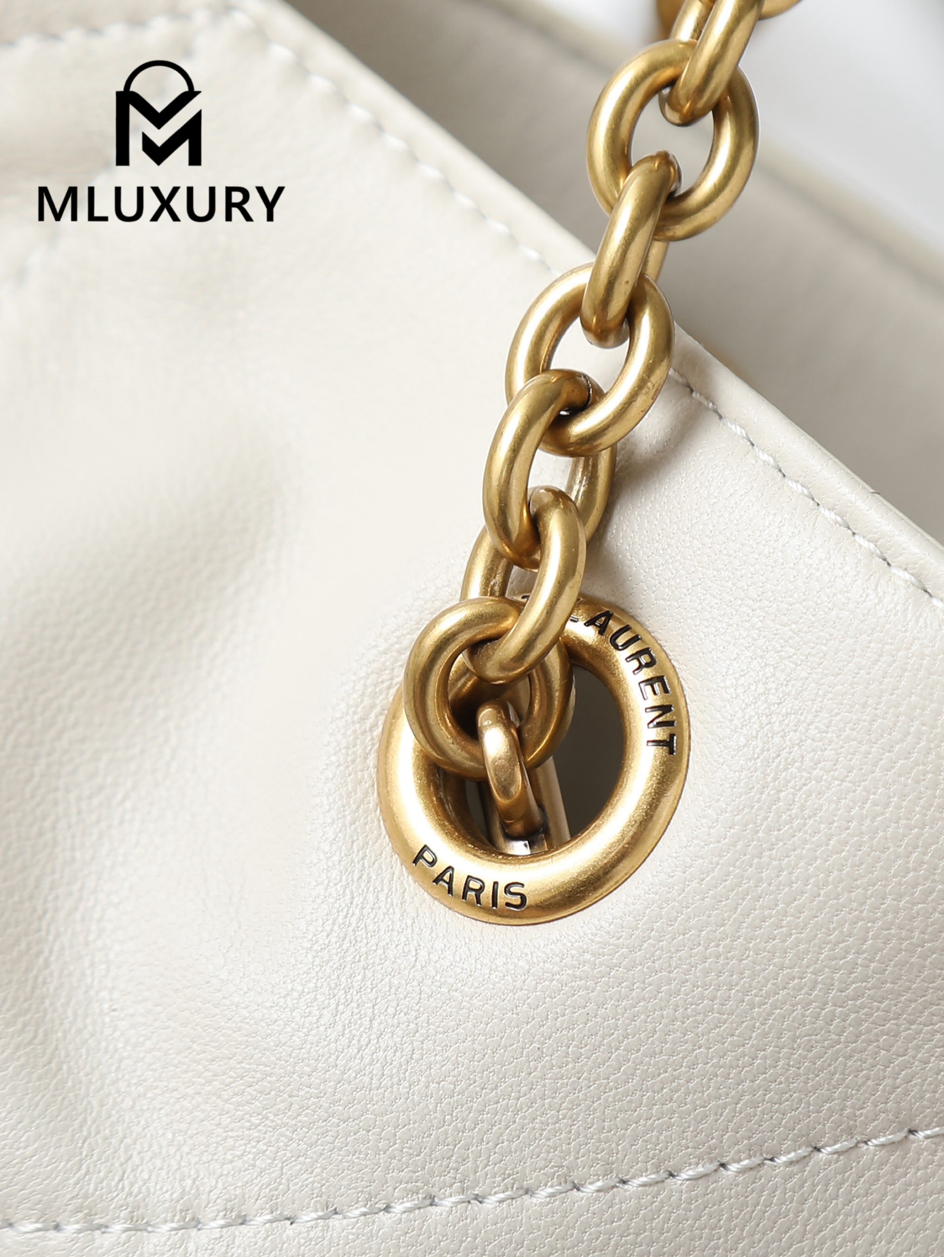 YSL Jamie 4.3 Large POCHON Bucket Bag, White