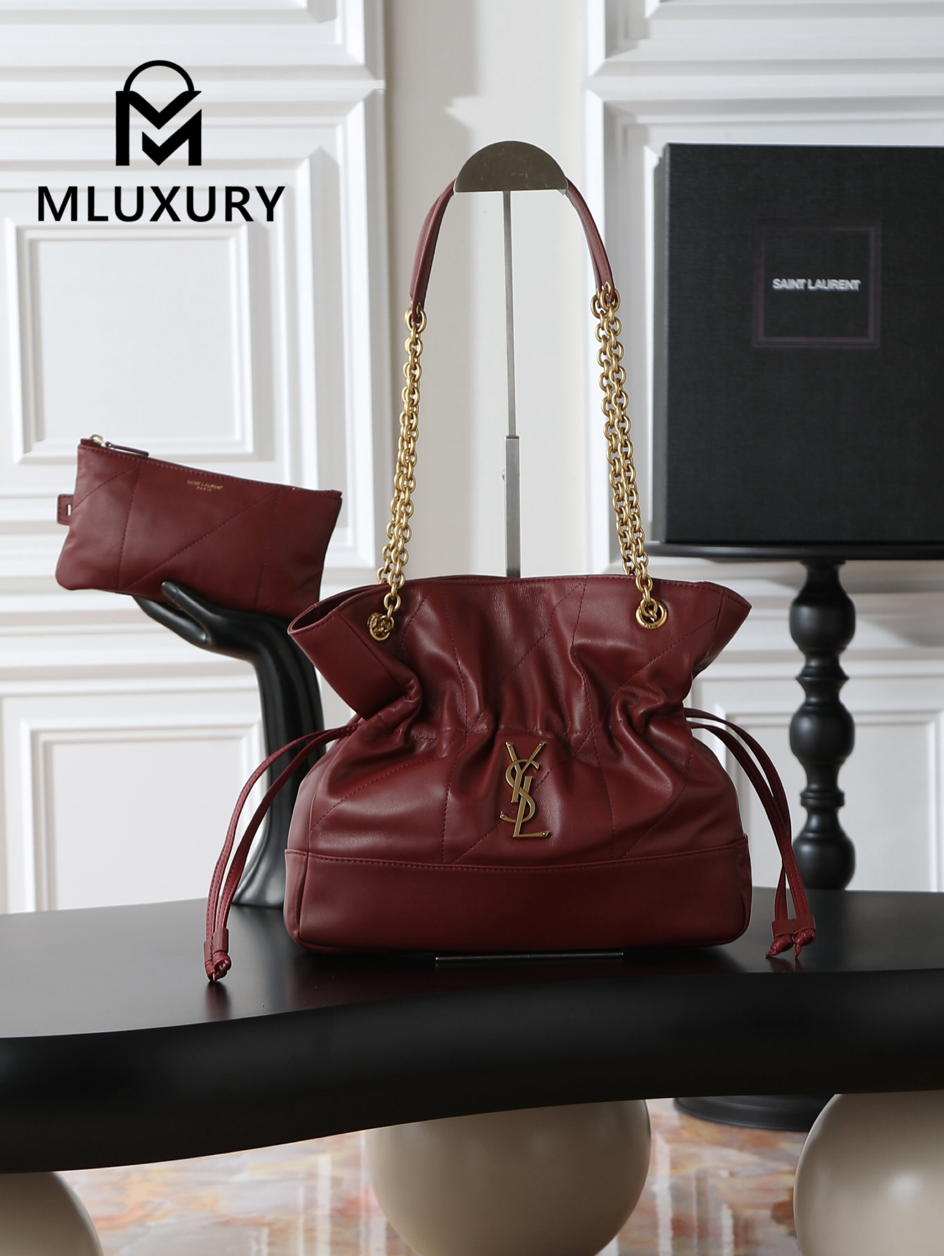 YSL Jamie 4.3 Large POCHON (Small Size), Burgundy