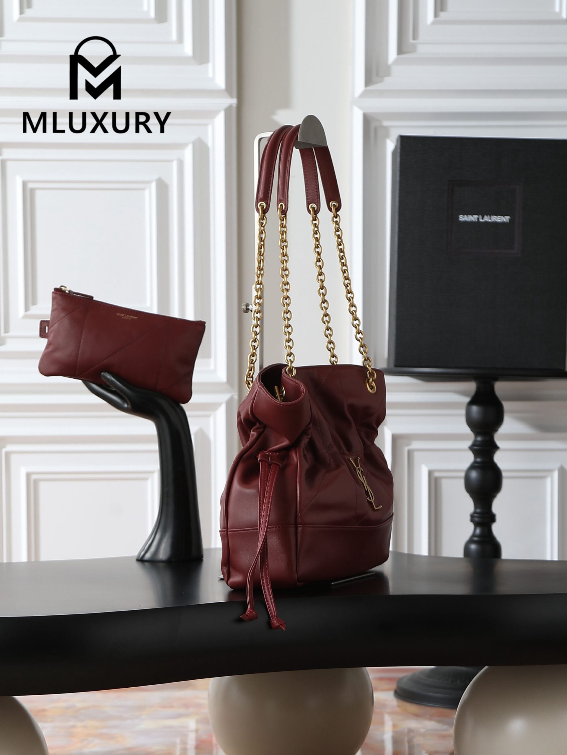 YSL Jamie 4.3 Large POCHON (Small Size), Burgundy