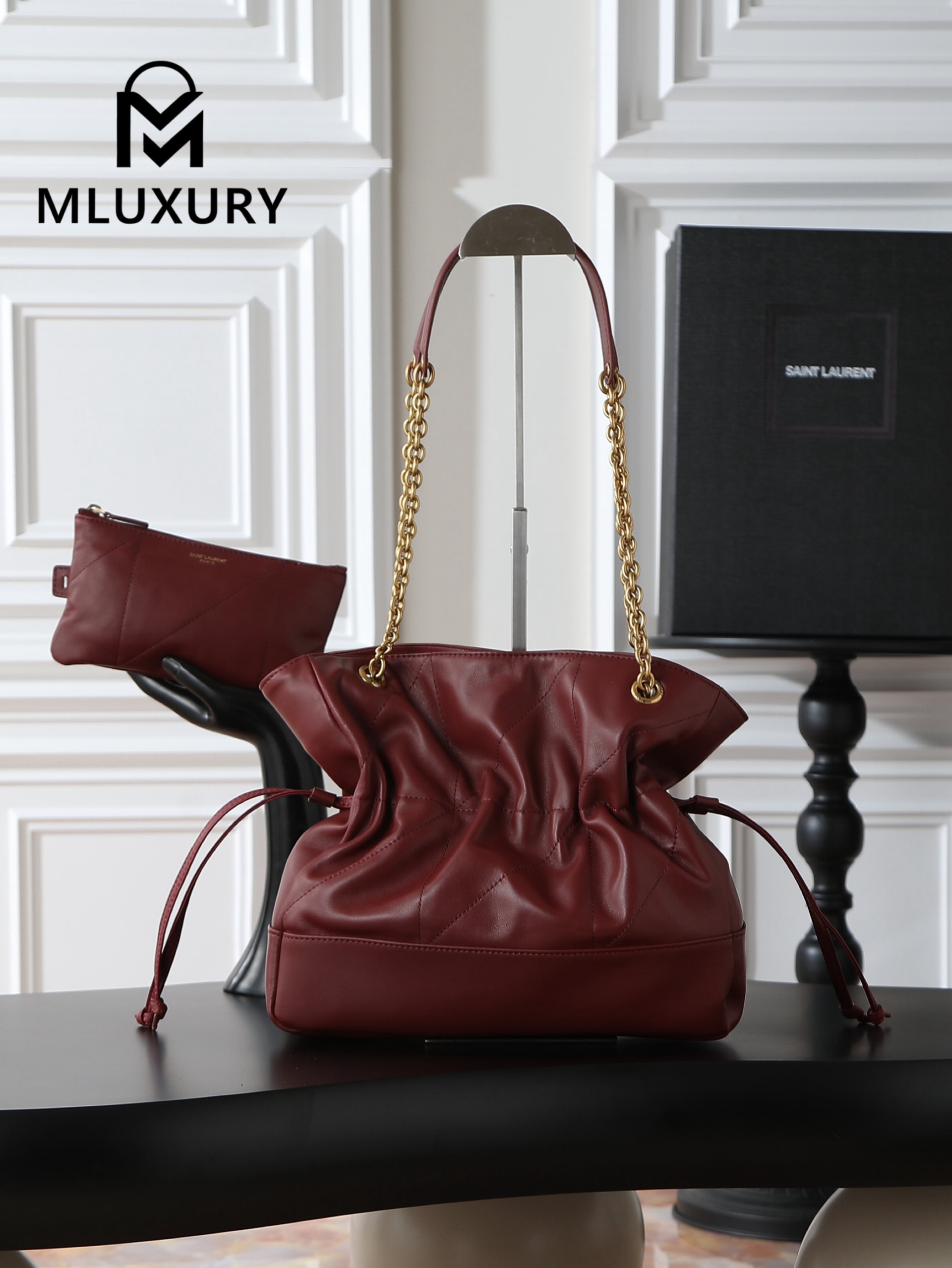 YSL Jamie 4.3 Large POCHON (Small Size), Burgundy