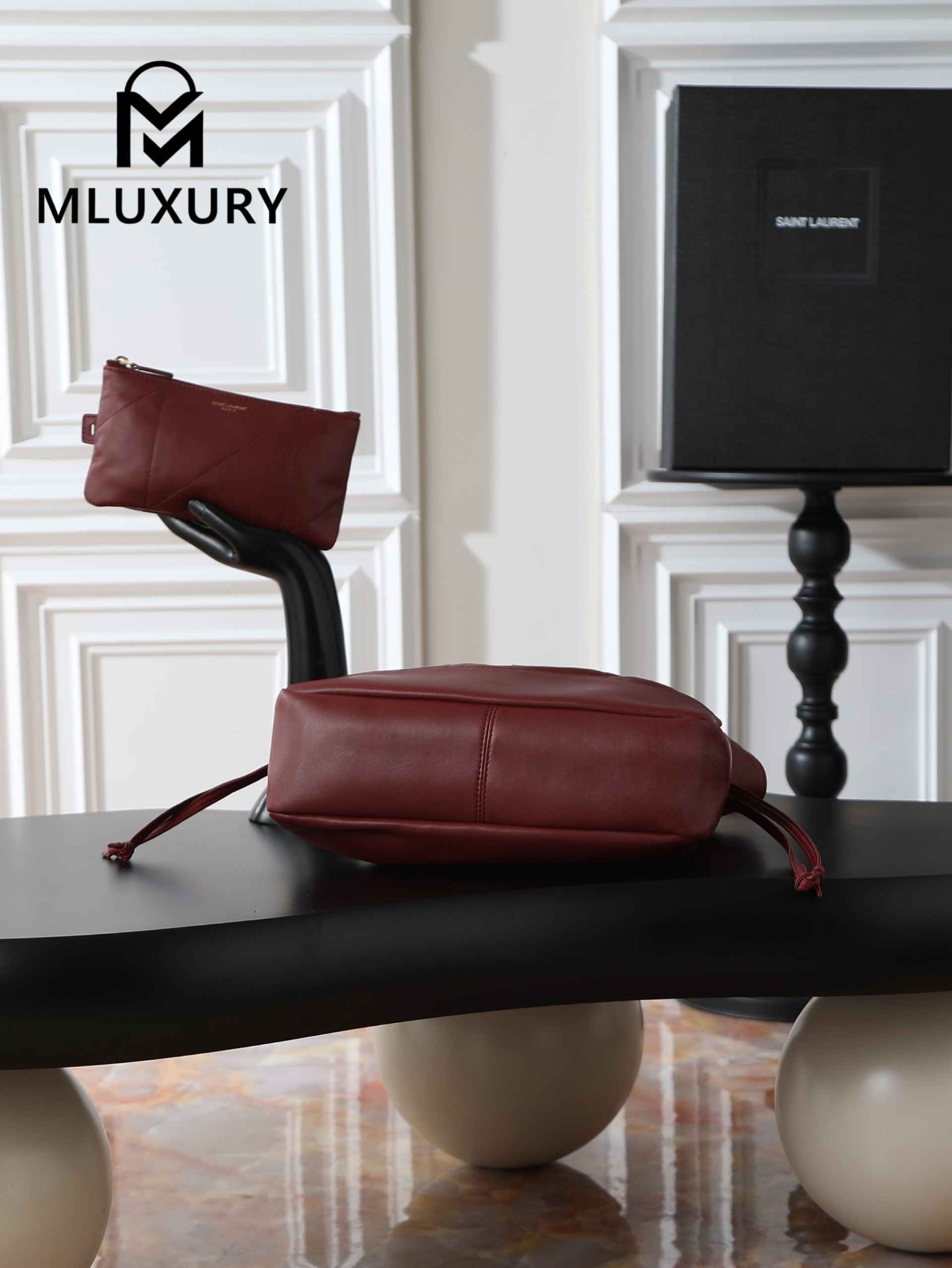 YSL Jamie 4.3 Large POCHON (Small Size), Burgundy
