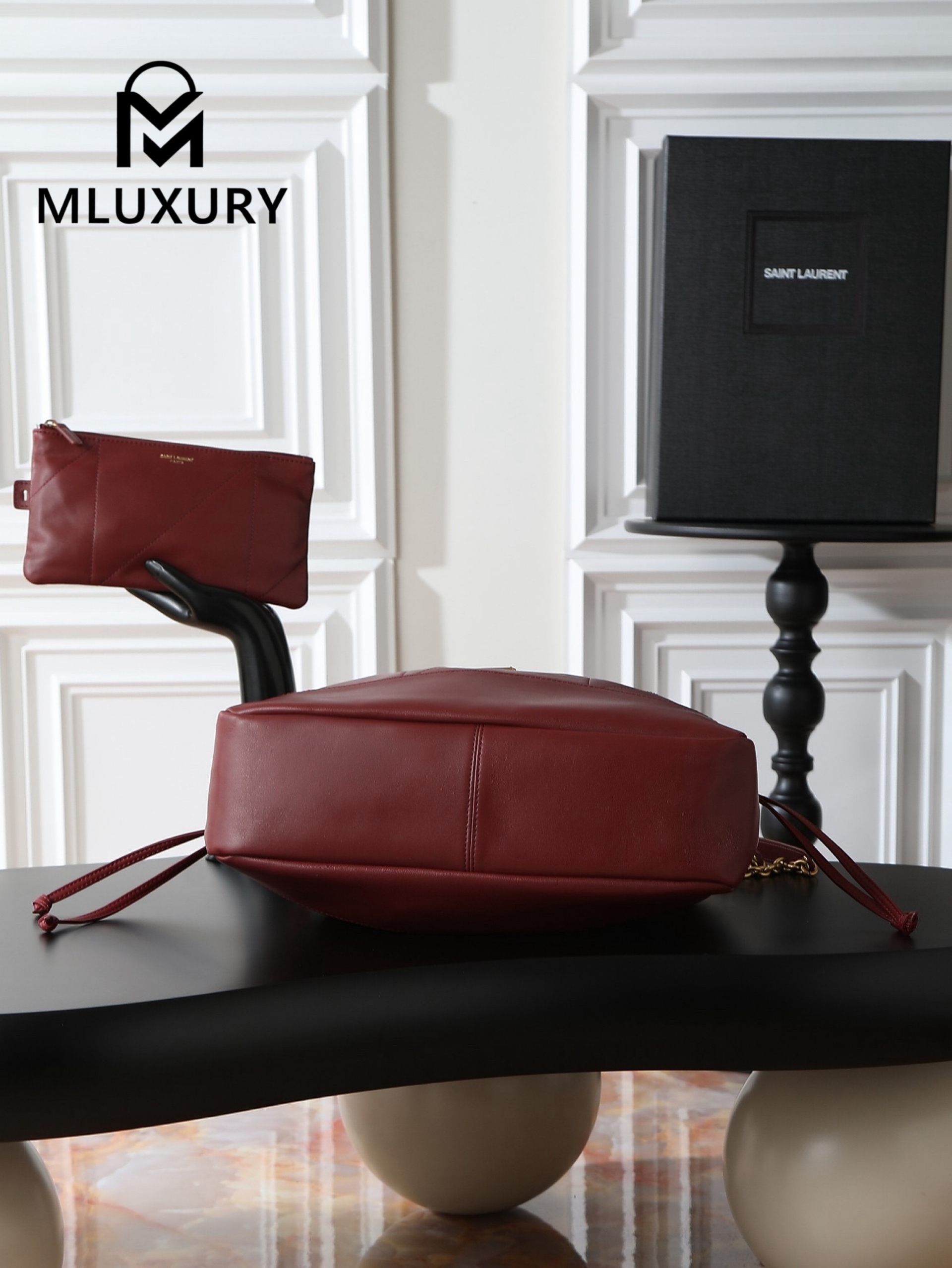 YSL Jamie 4.3 Jamie 4.3 Large POCHON Bucket Bag (Lucky Bag), Burgundy