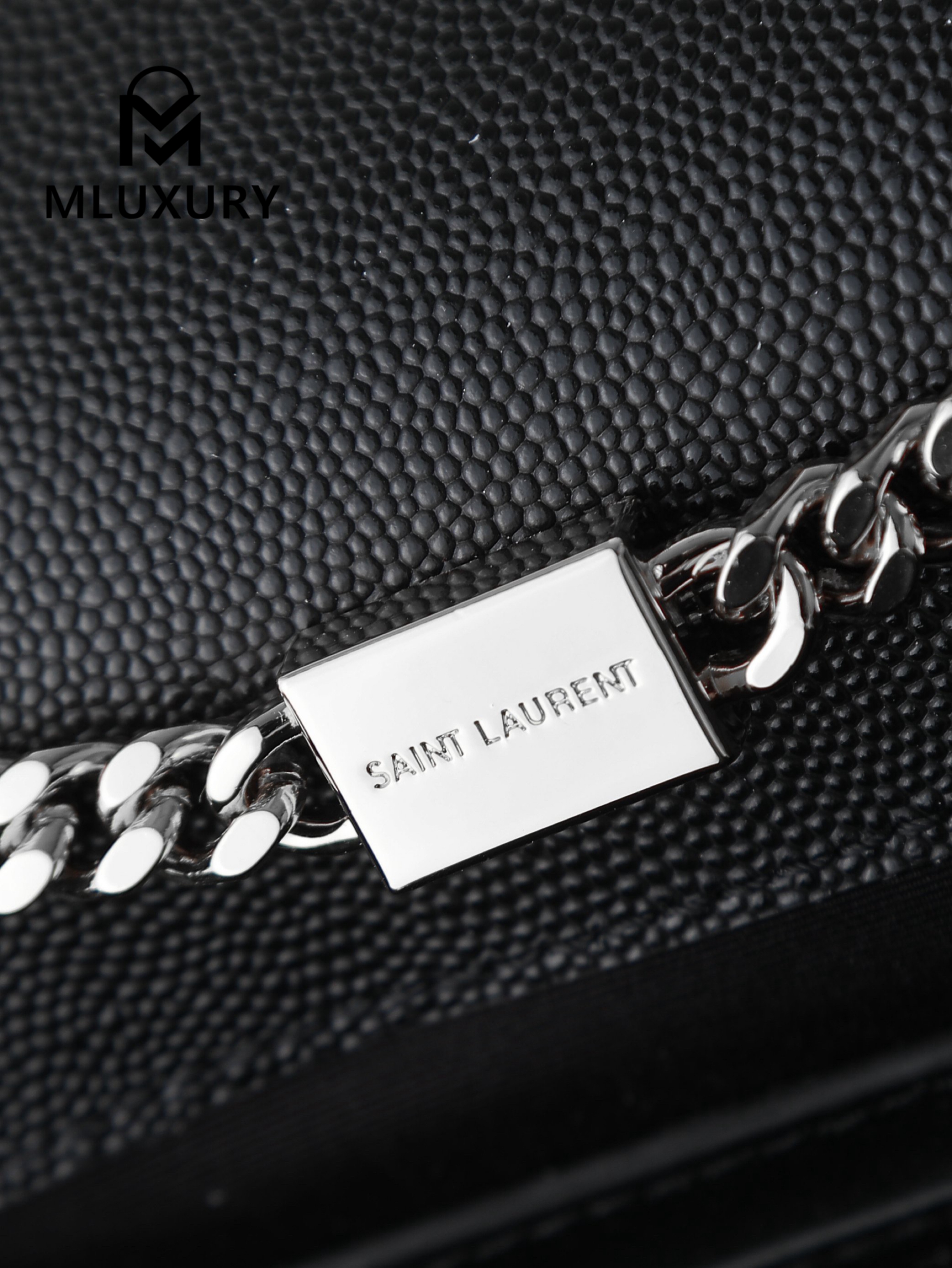 YSL KATE Black Caviar Tassel Bag with Silver Buckle