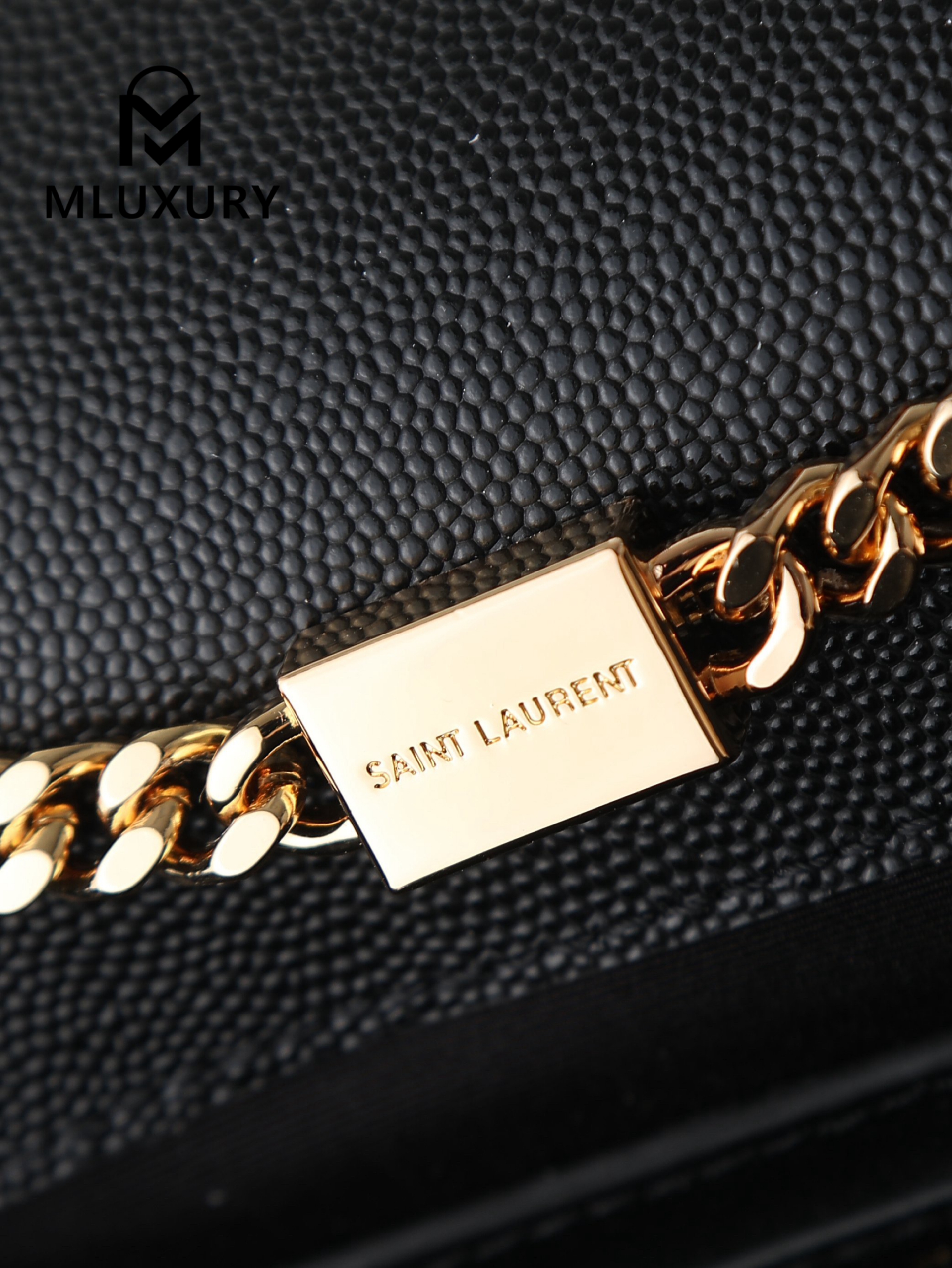 YSL KATE Black Caviar Tassel Bag with Gold Buckle