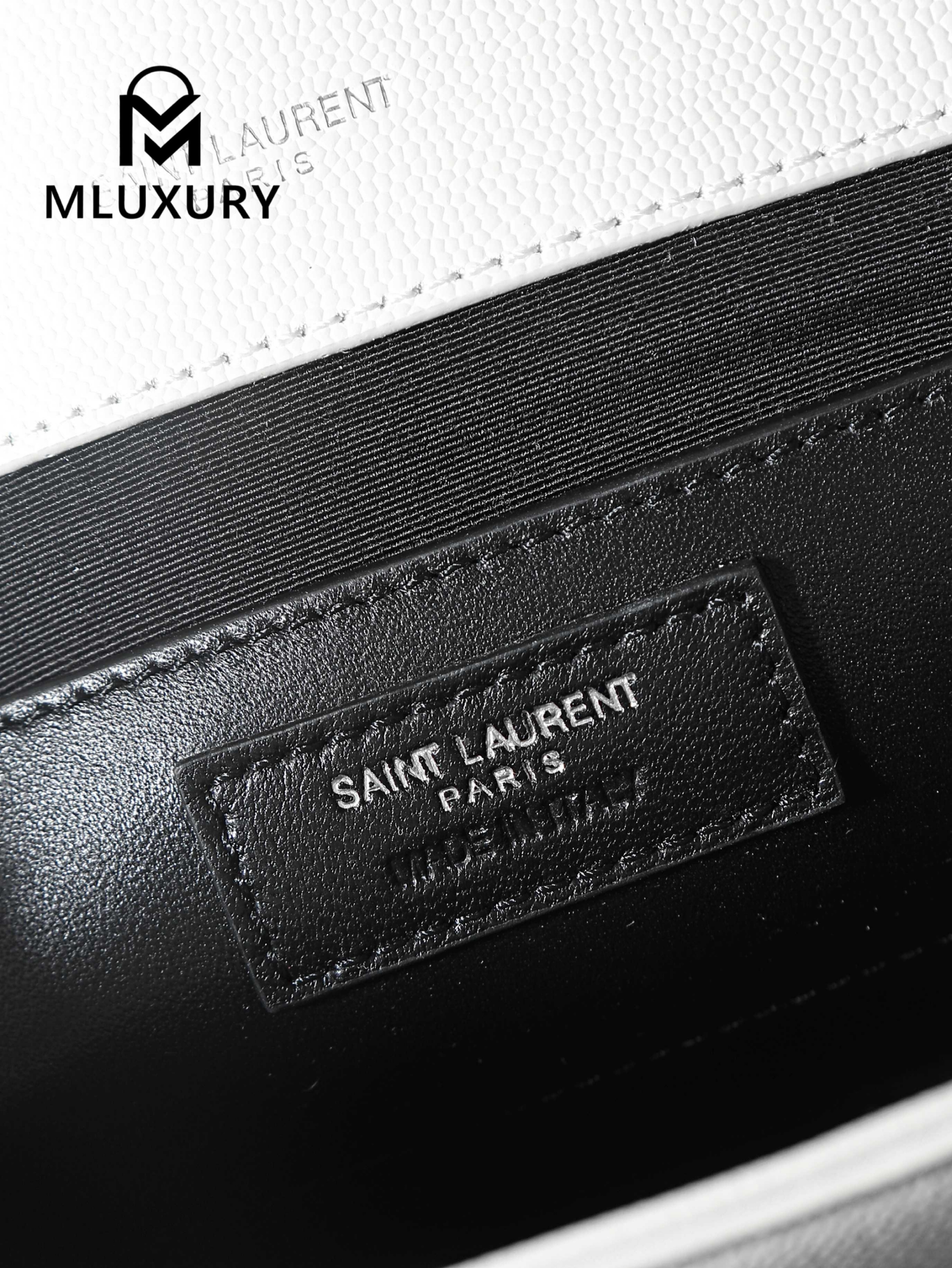 YSL KATE White Caviar Bag with Silver Buckle and Tassel