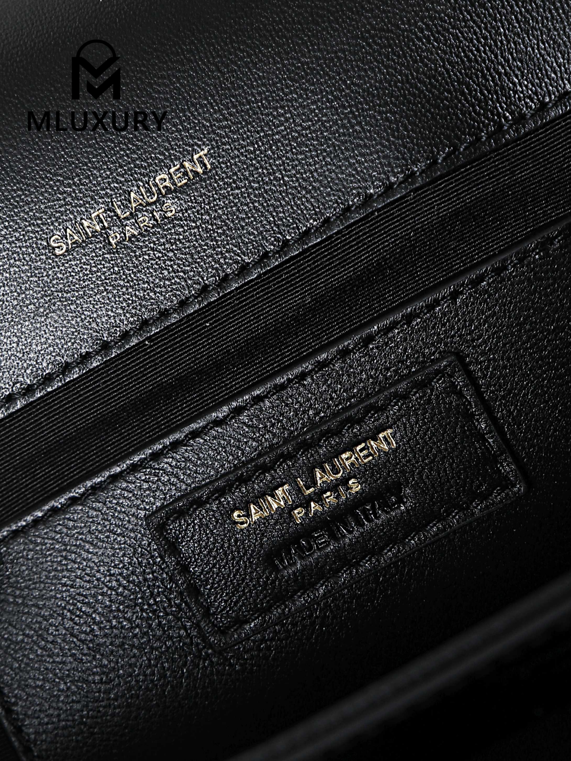 YSL KATE Black Patent Leather Tassel Bag with Gold Buckle