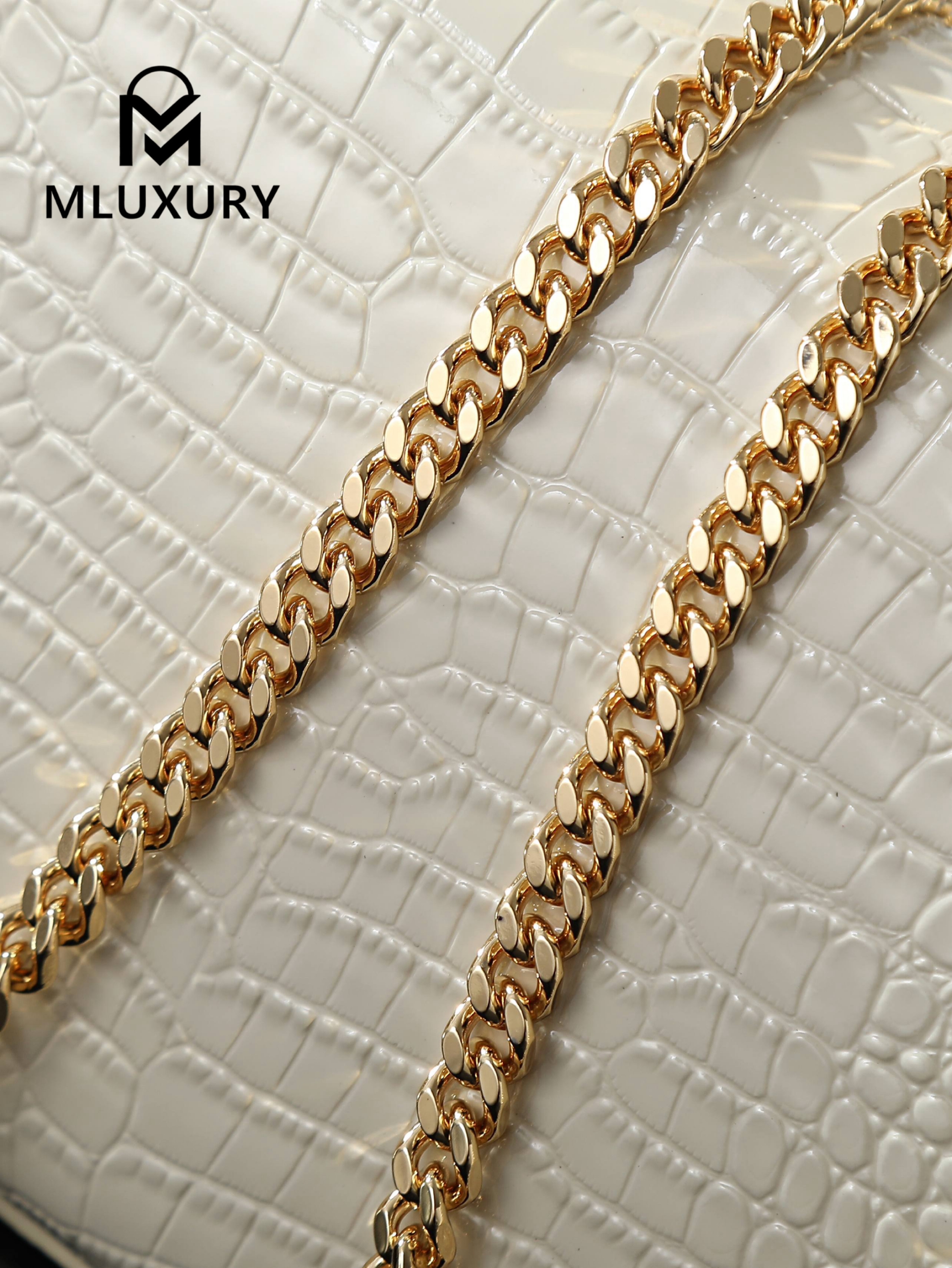 YSL KATE White Crocodile-Embroidered Gold Buckle Tassel Bag