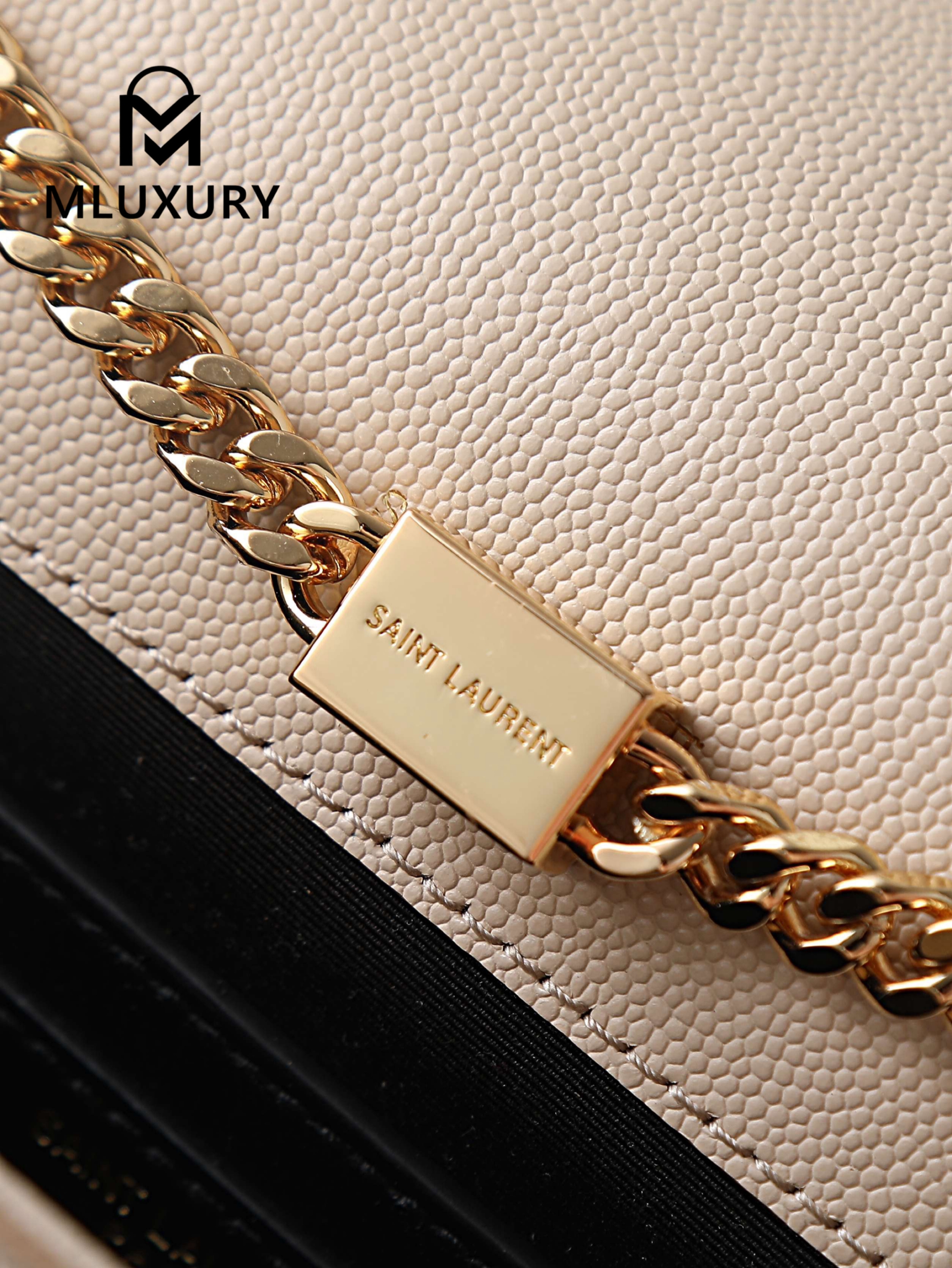 YSL KATE Apricot Caviar Gold Buckle Tassel Bag