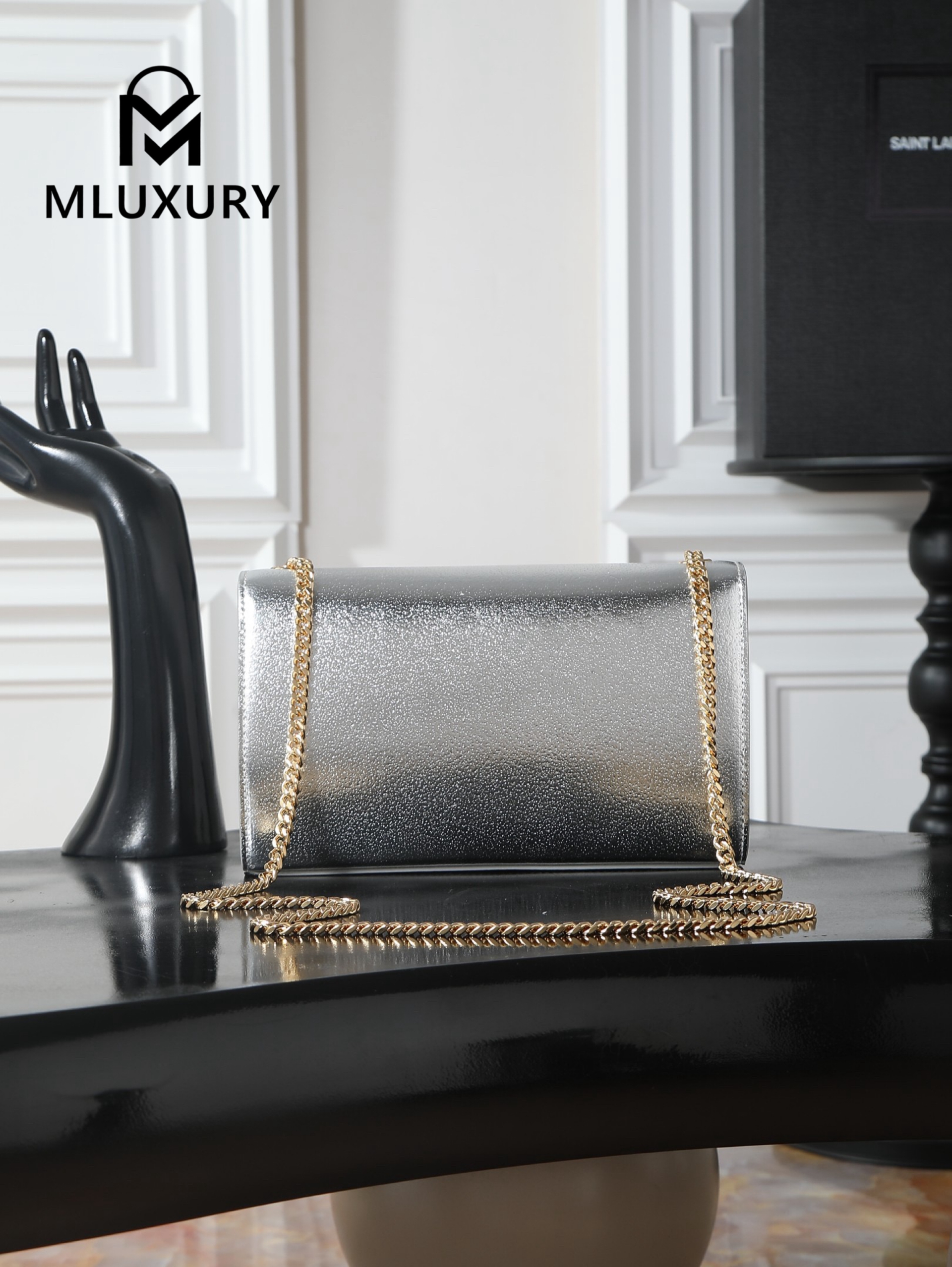 YSL KATE Silver Diamond Gold Buckle Tassel Bag