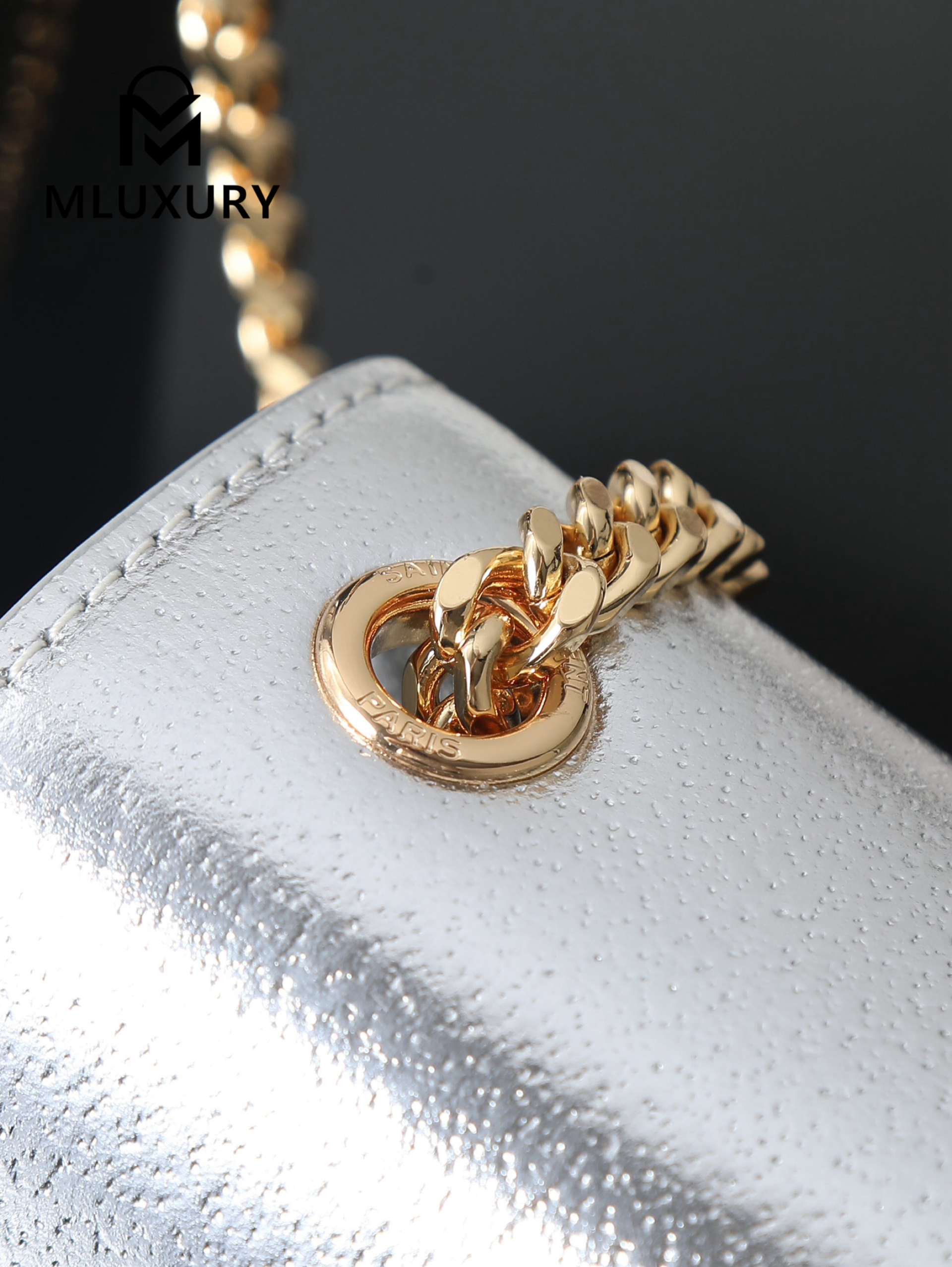 YSL KATE Silver Diamond Gold Buckle Tassel Bag