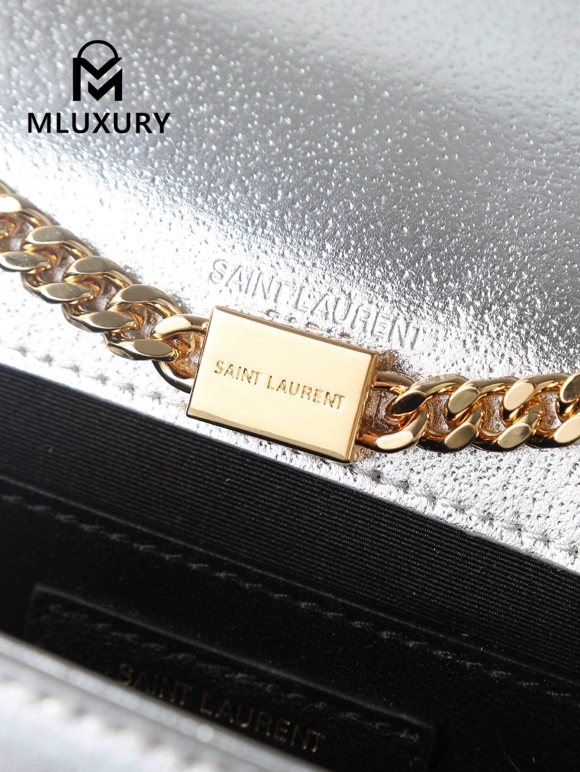 YSL KATE Silver Diamond Gold Buckle Tassel Bag