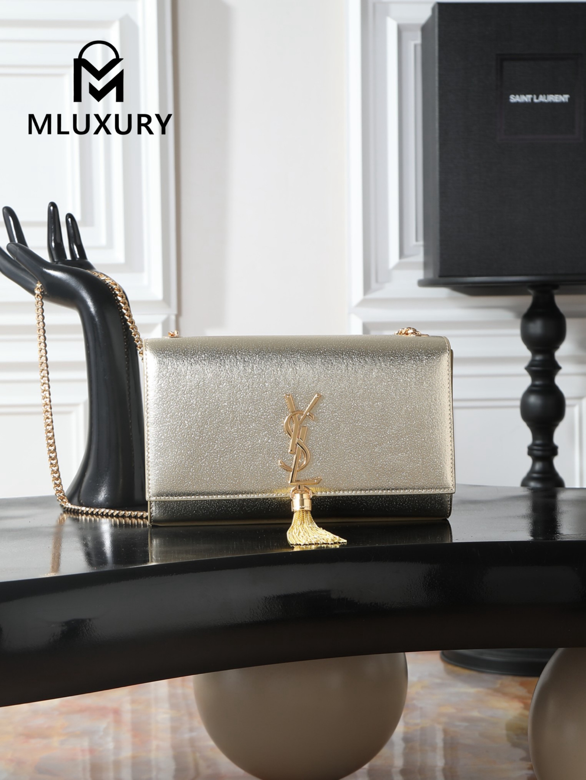 YSL KATE Gold and Diamond Buckle Tassel Bag