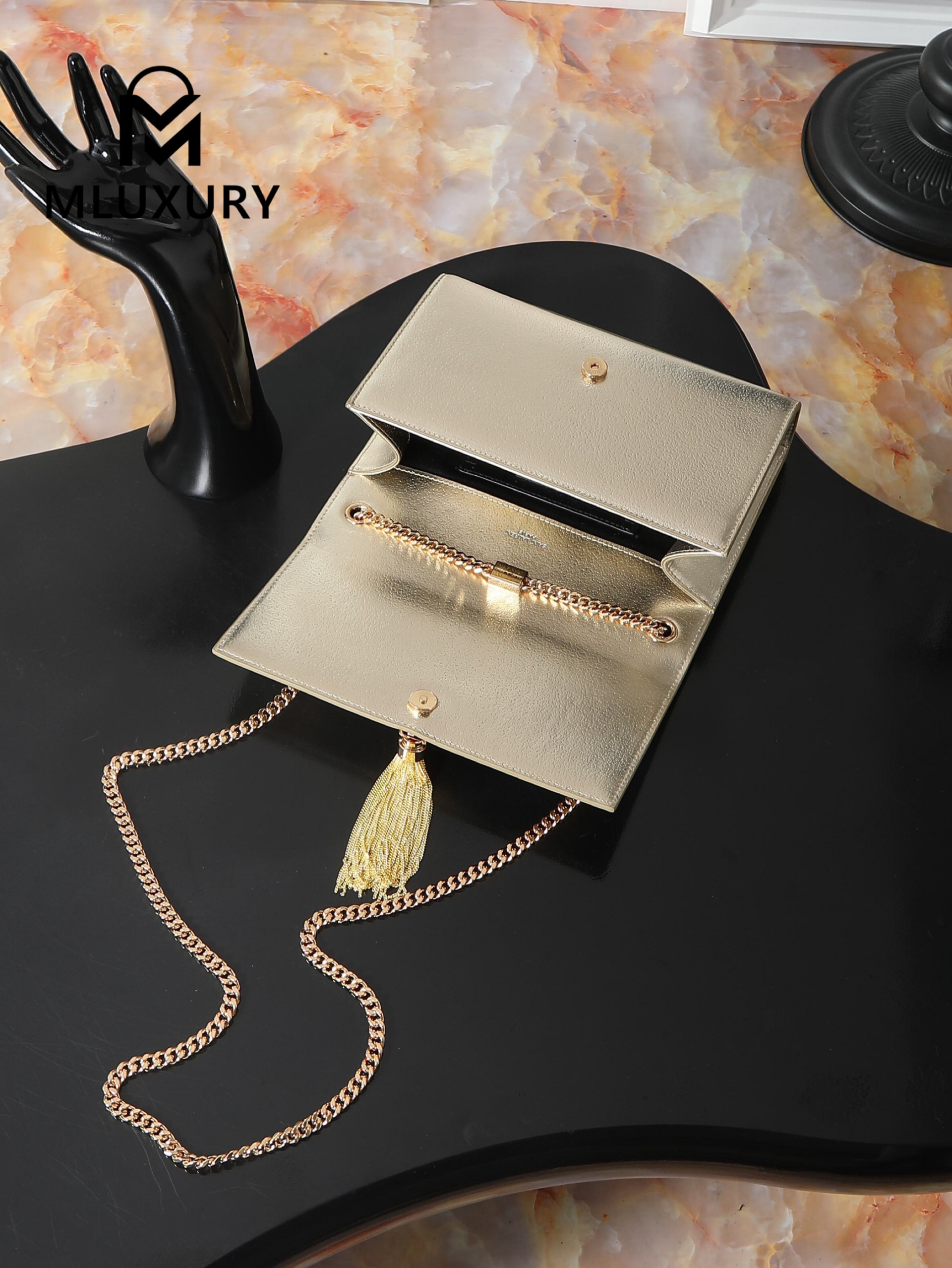 YSL KATE Gold and Diamond Buckle Tassel Bag