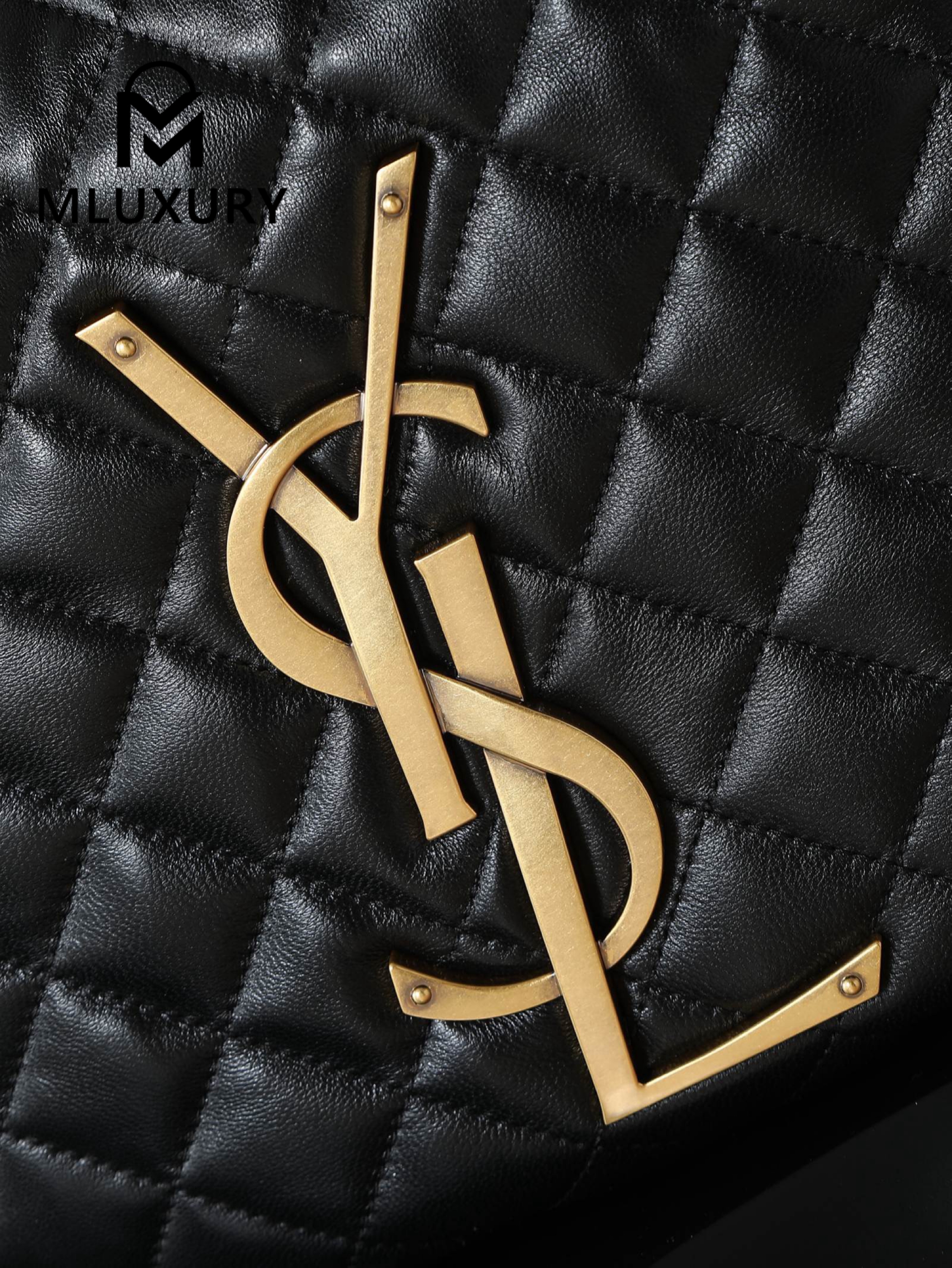 YSL ICARE hobo Nappa lambskin handbag, large size, Black