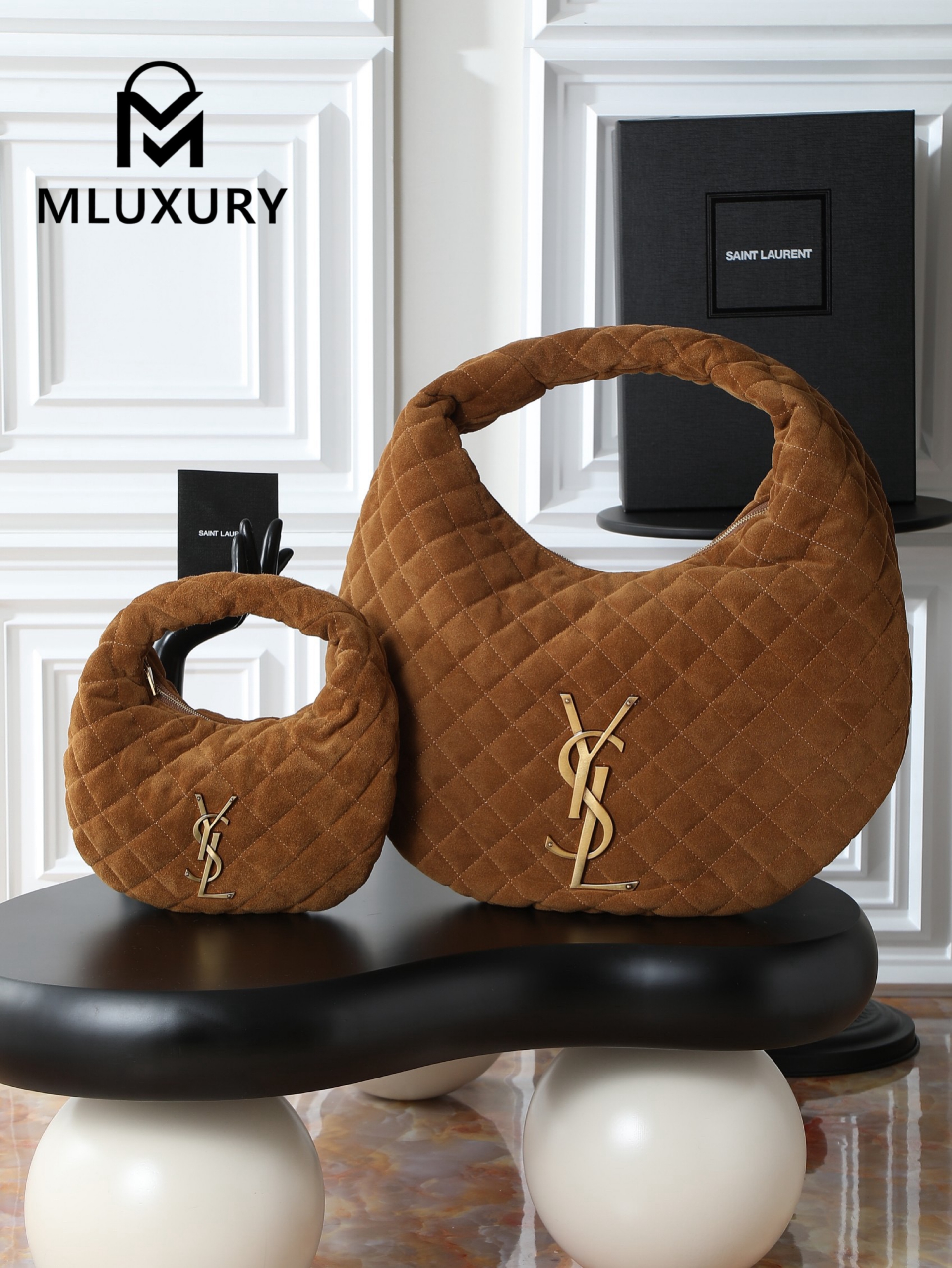 YSL ICARE hobo suede handbag, large size