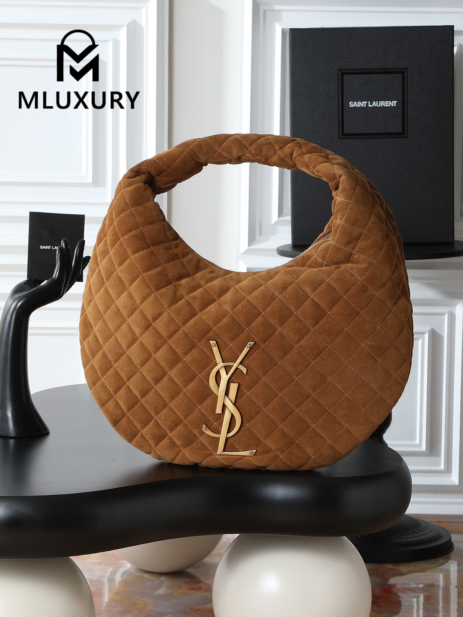 YSL ICARE hobo suede handbag, large size