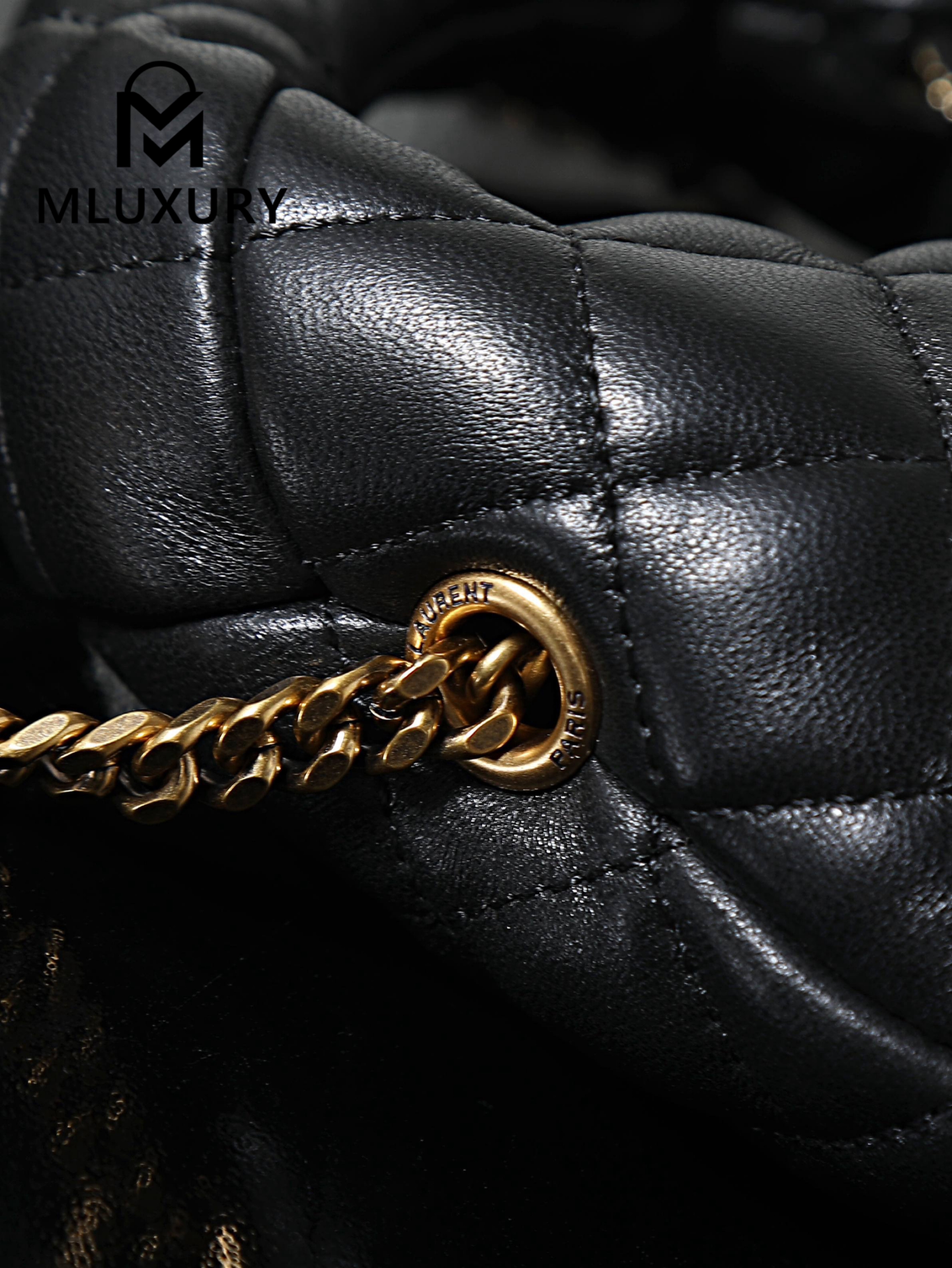 YSL ICARI NO Mini Lambskin Handbag, Black&Gold