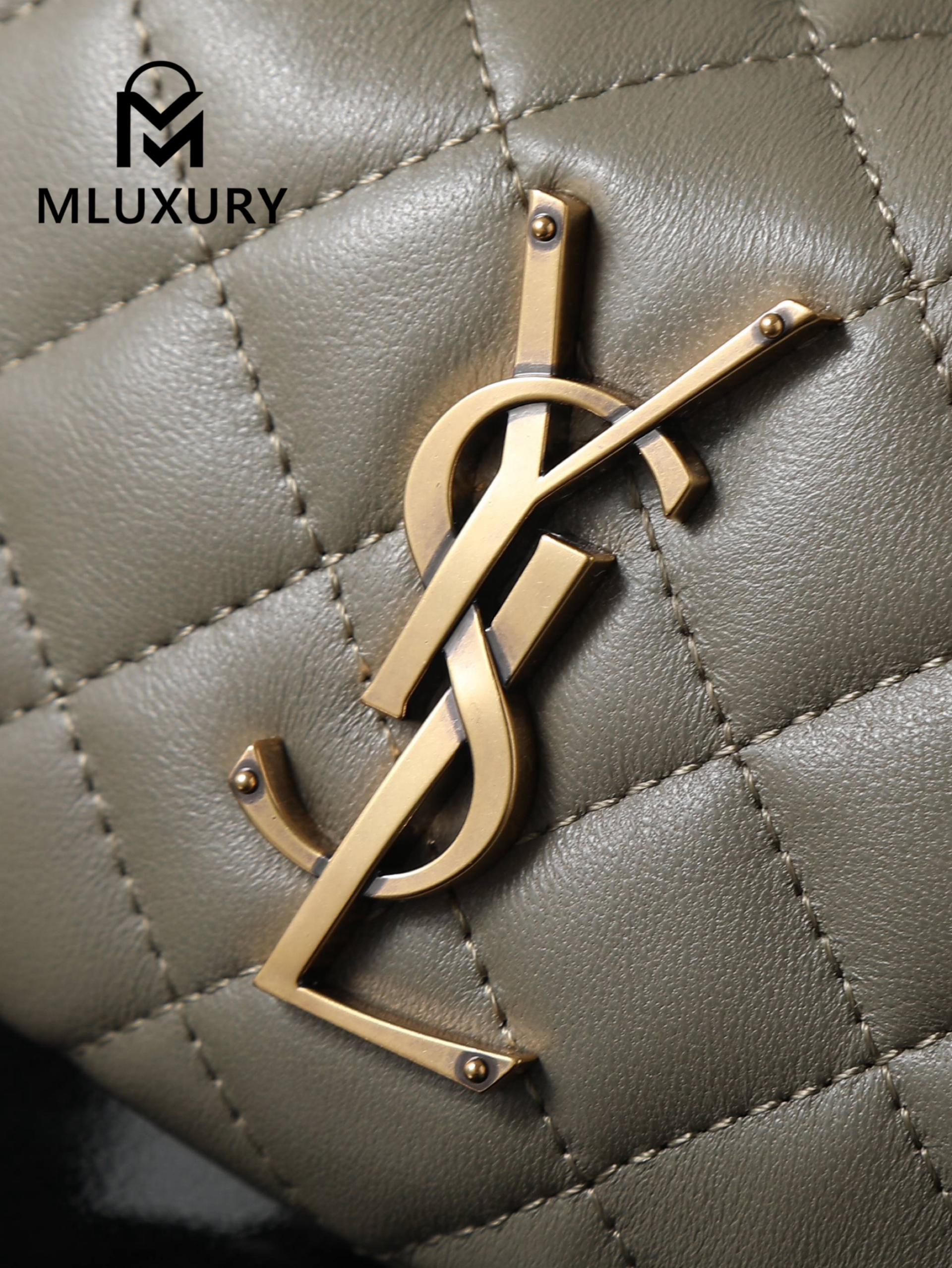 YSL ICARI NO Mini Lambskin Handbag, Green&Gold