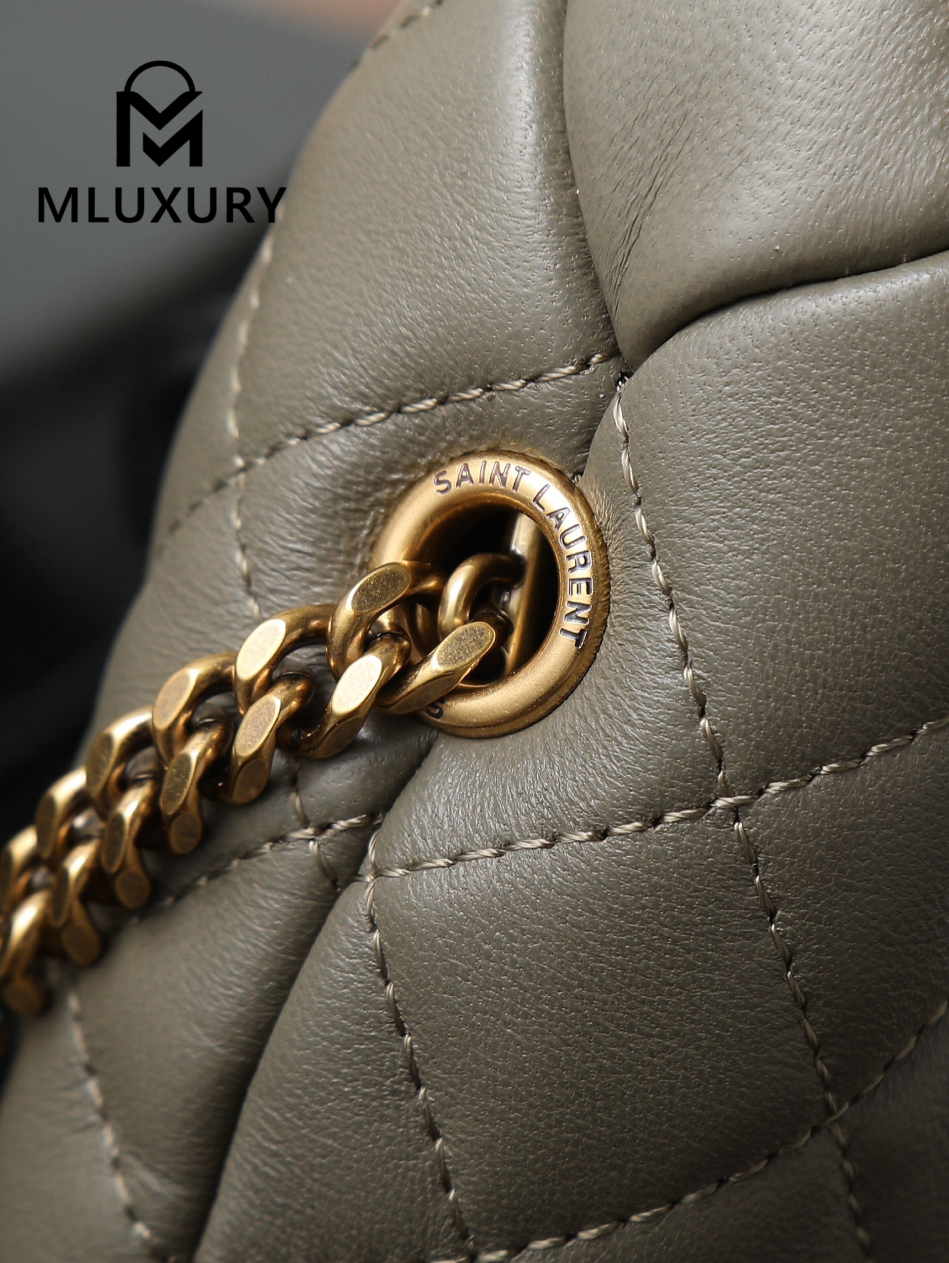 YSL ICARI NO Mini Lambskin Handbag, Green&Gold