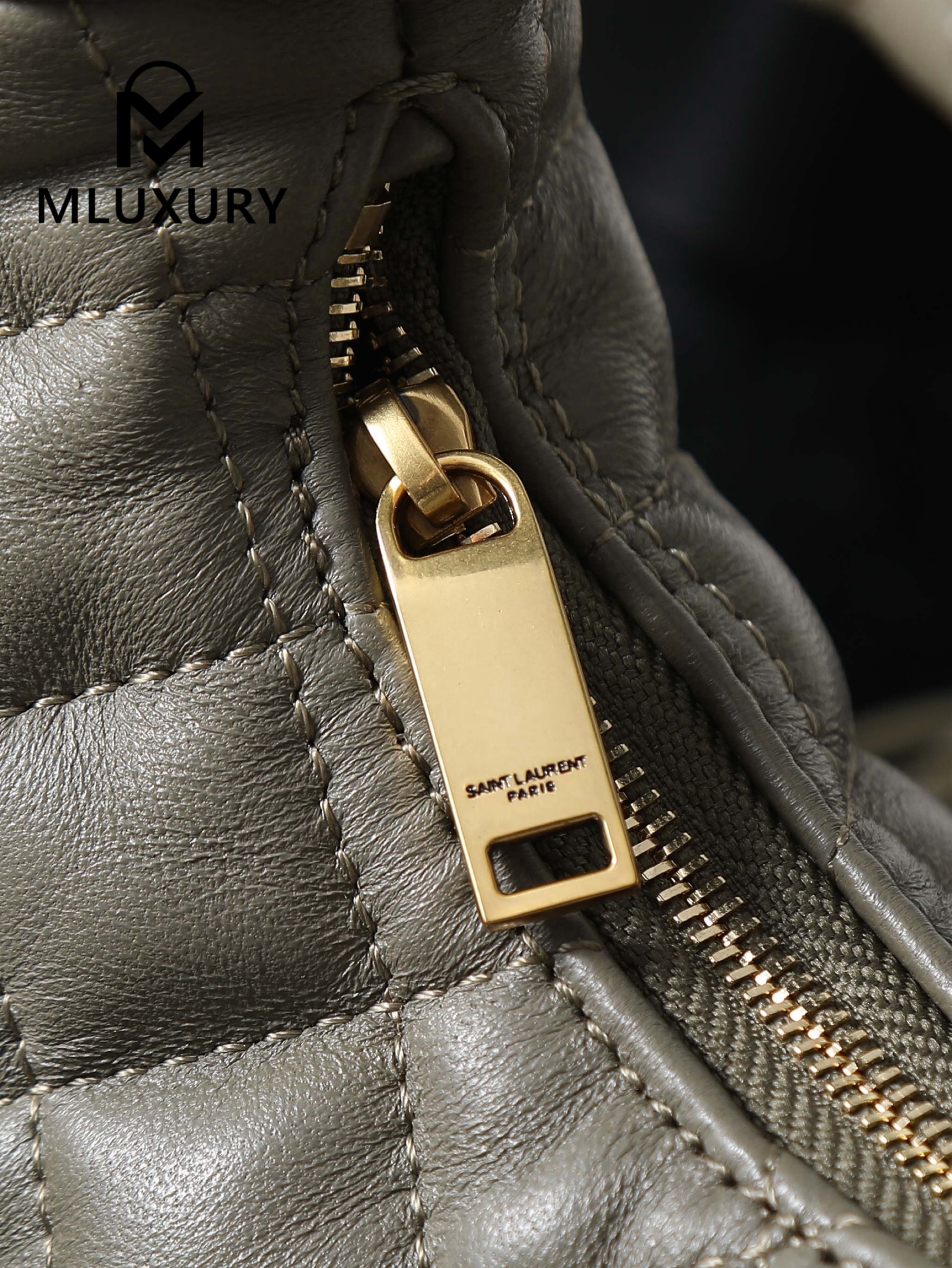 YSL ICARI NO Mini Lambskin Handbag, Green&Gold