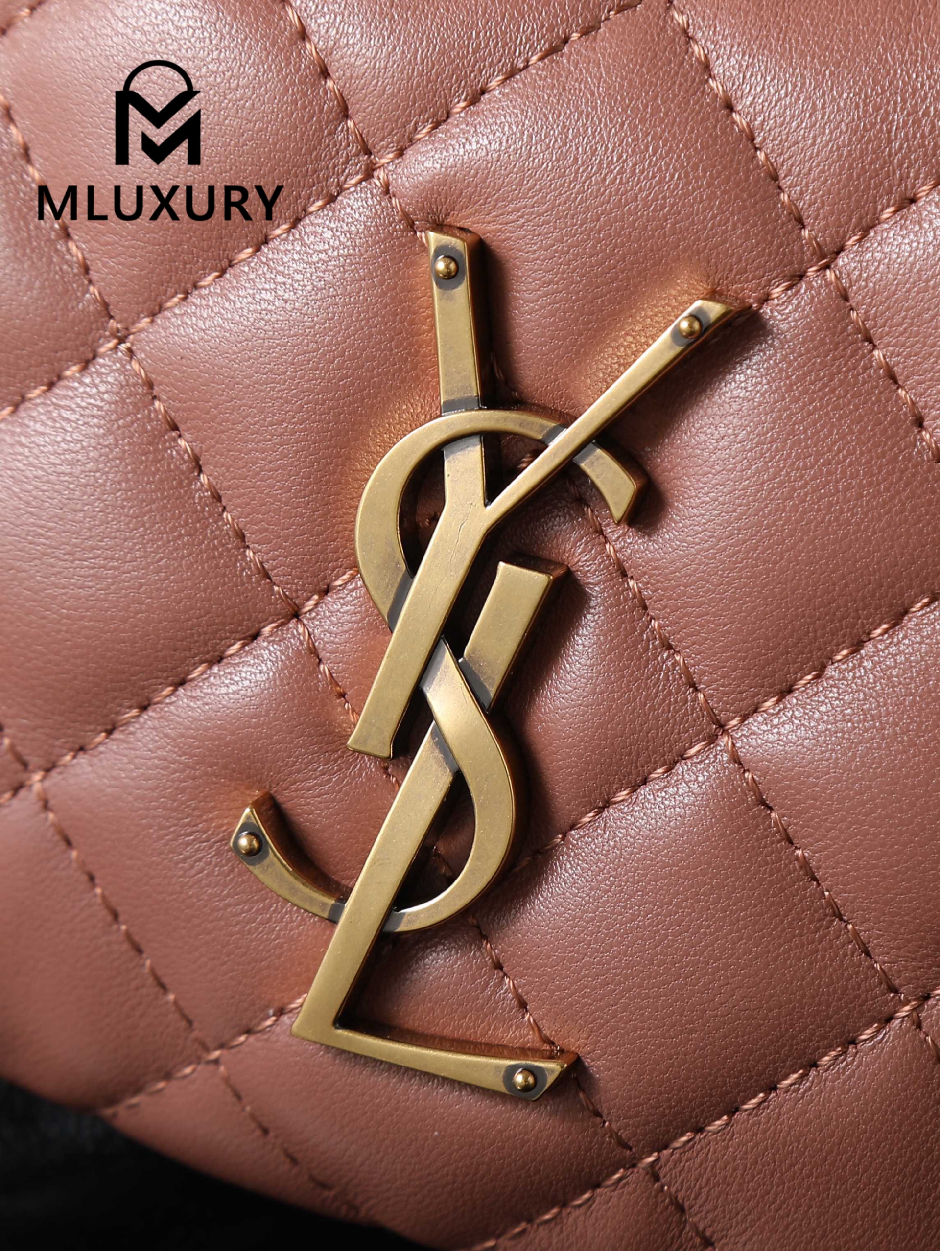 YSL ICARI NO Mini Lambskin Handbag, Pink&Gold