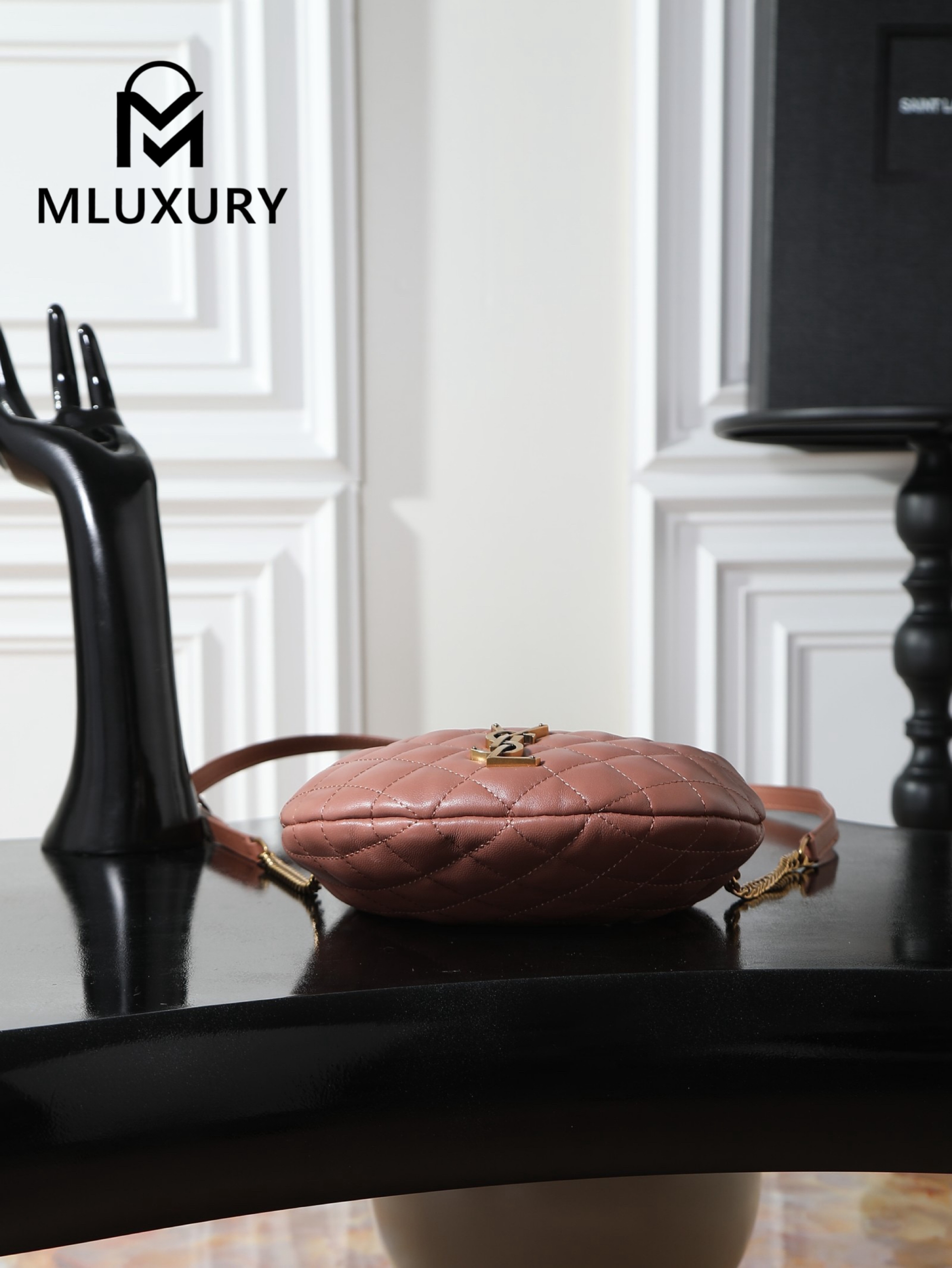 YSL ICARI NO Mini Lambskin Handbag, Pink&Gold