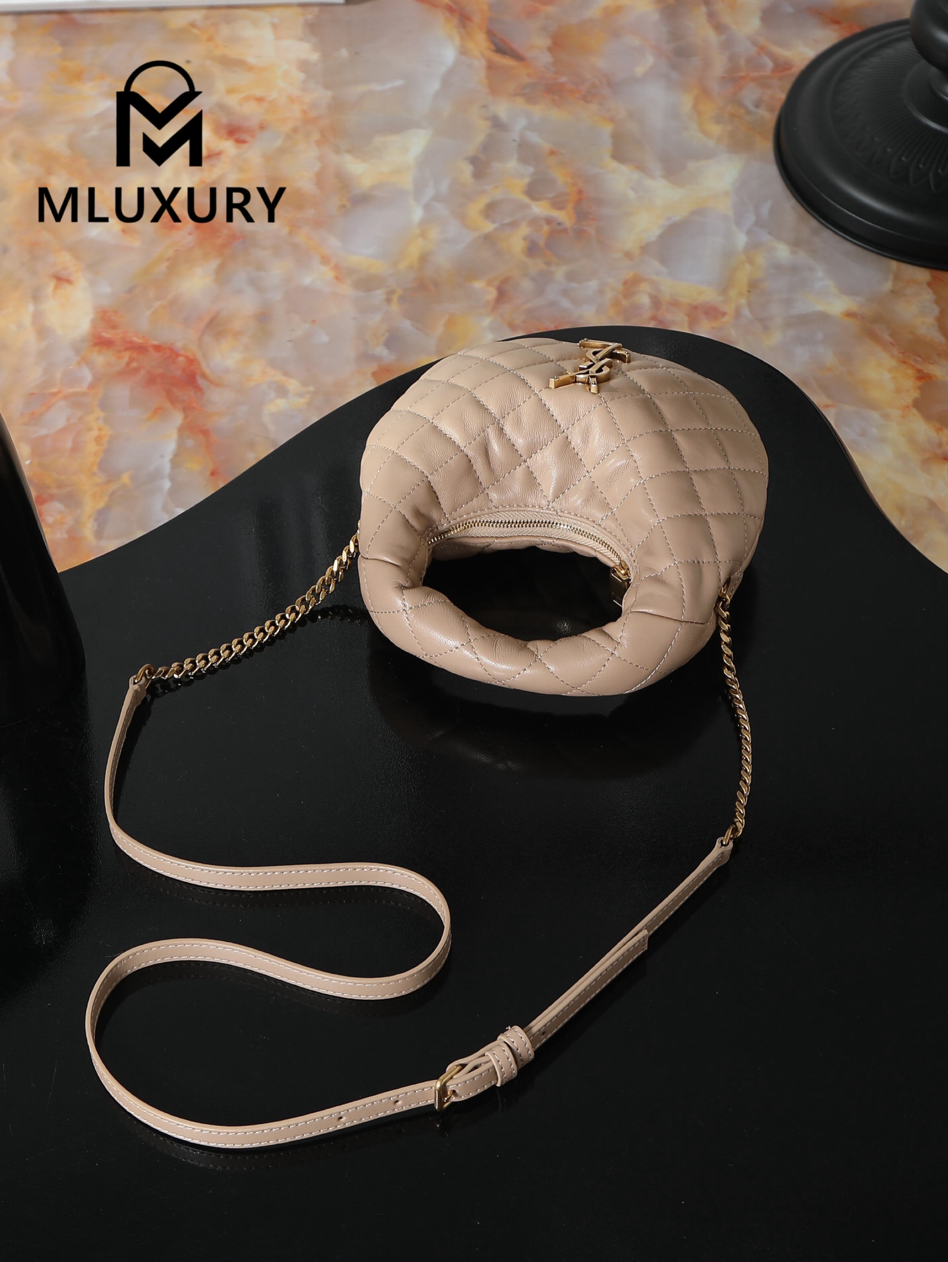 YSL ICARI NO Mini Lambskin Handbag, Apricot&Gold