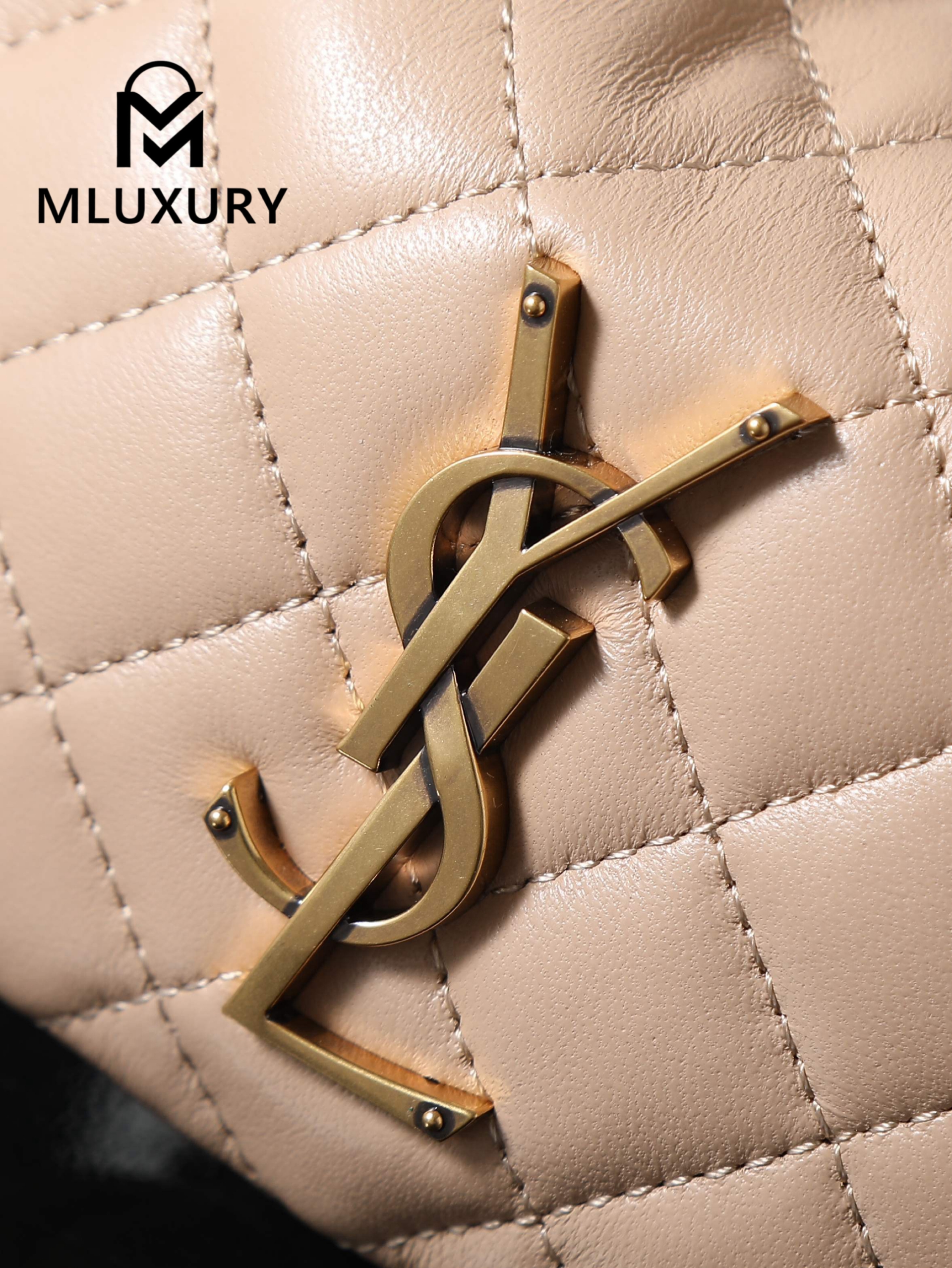 YSL ICARI NO Mini Lambskin Handbag, Apricot&Gold