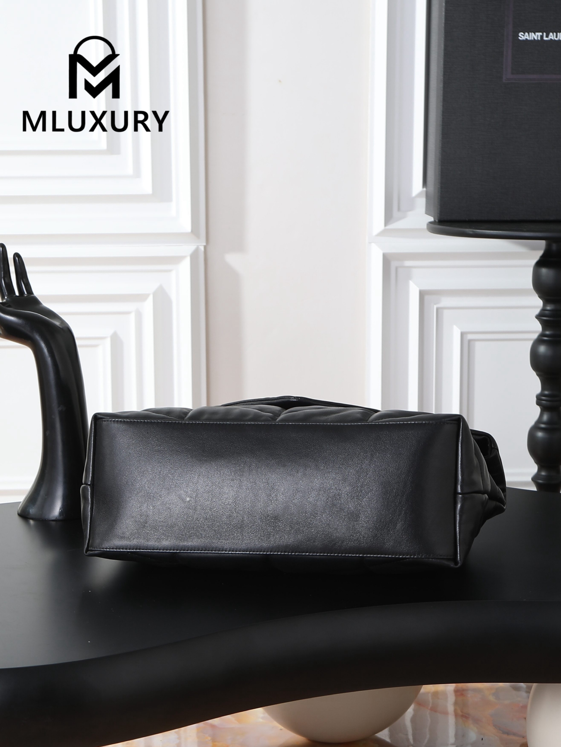 YSL Loulou Puffer_35cm, Black Lambskin with Gold Buckle