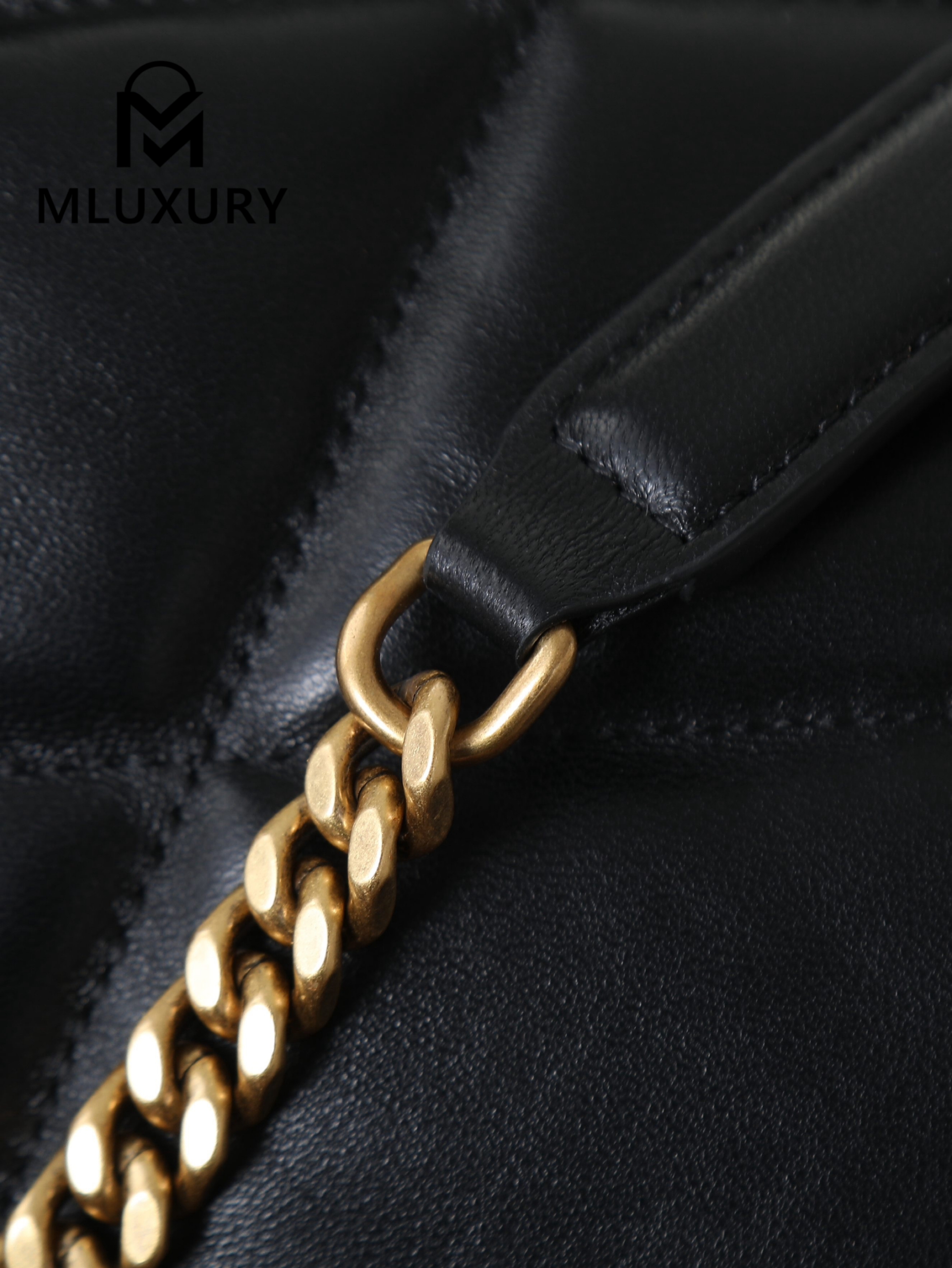 YSL Loulou Puffer_35cm, Black Lambskin with Gold Buckle