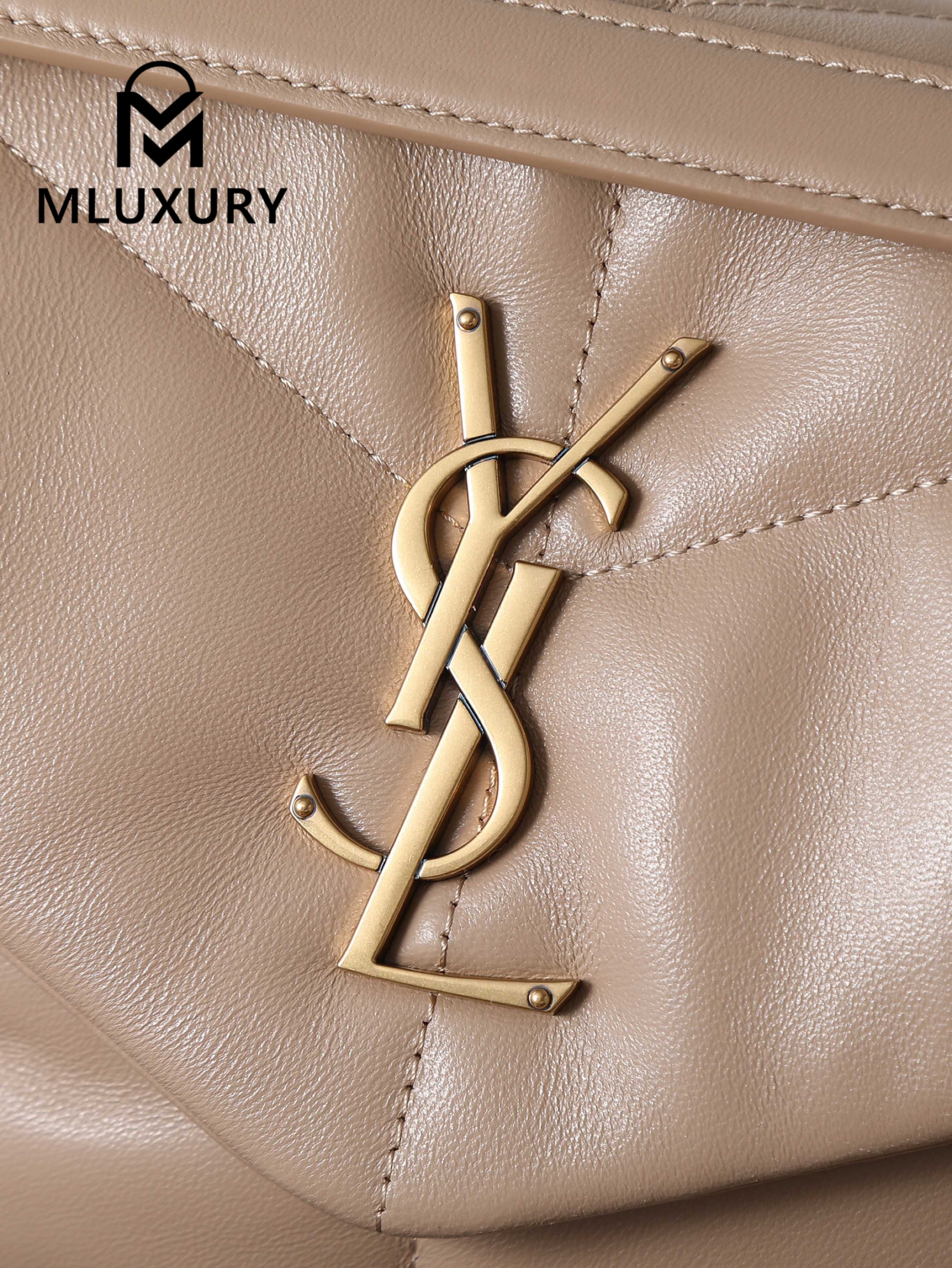 YSL Loulou Puffer_35cm, Apricot Lambskin with Gold Buckle