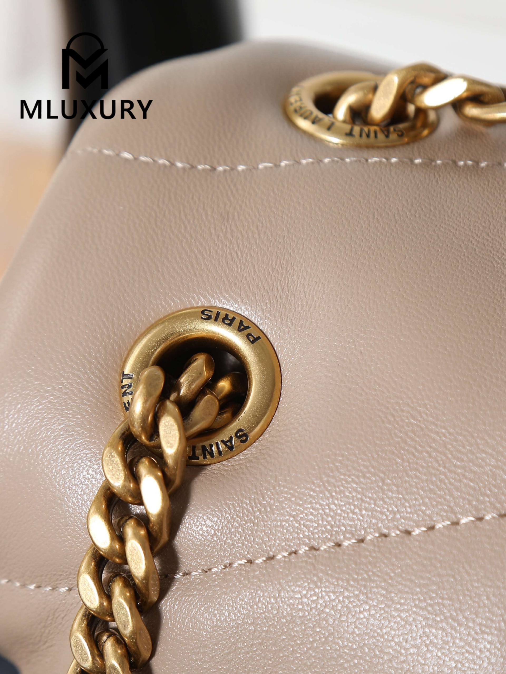 YSL Loulou Puffer_35cm, Apricot Lambskin with Gold Buckle