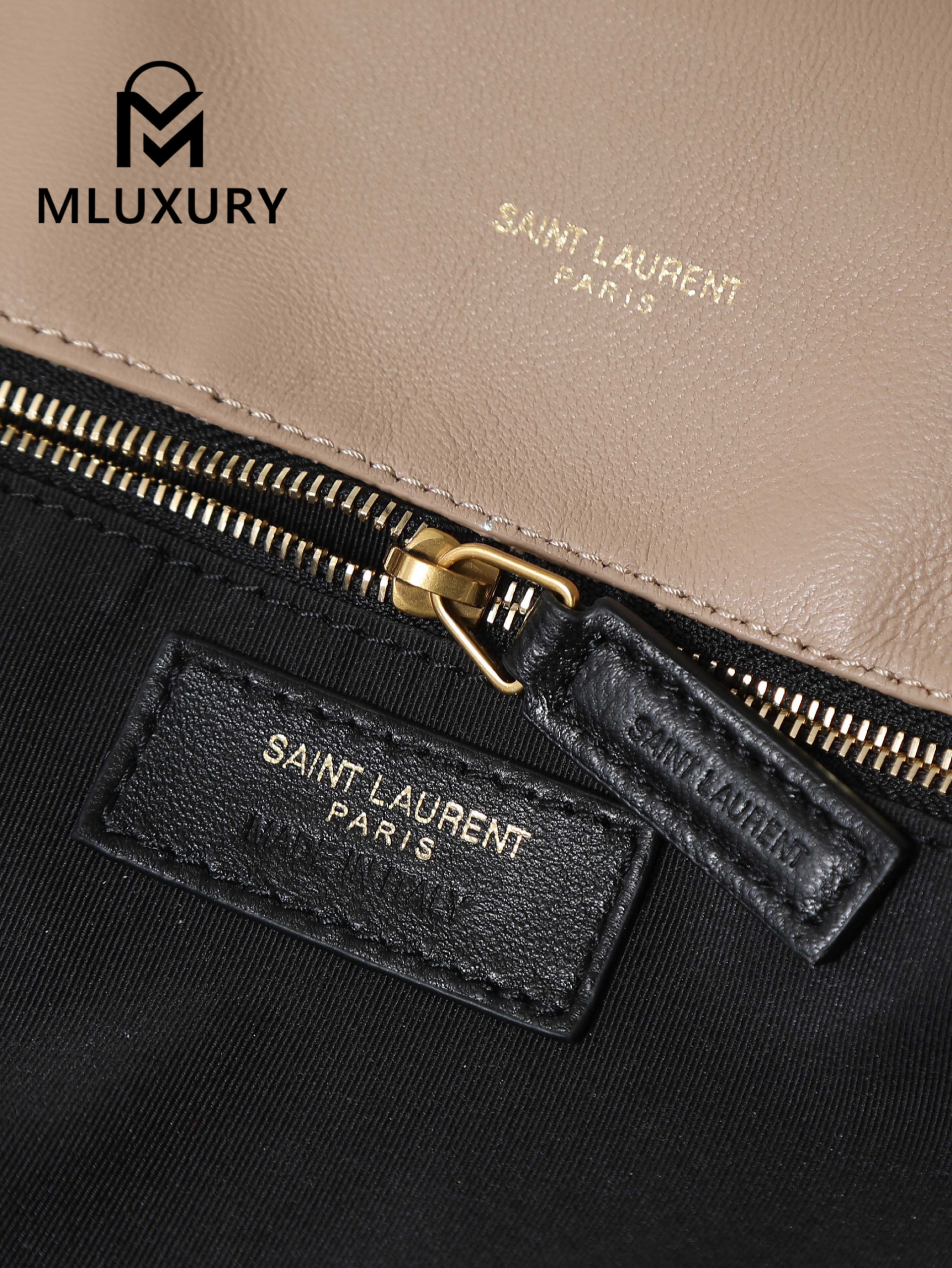 YSL Loulou Puffer_35cm, Apricot Lambskin with Gold Buckle