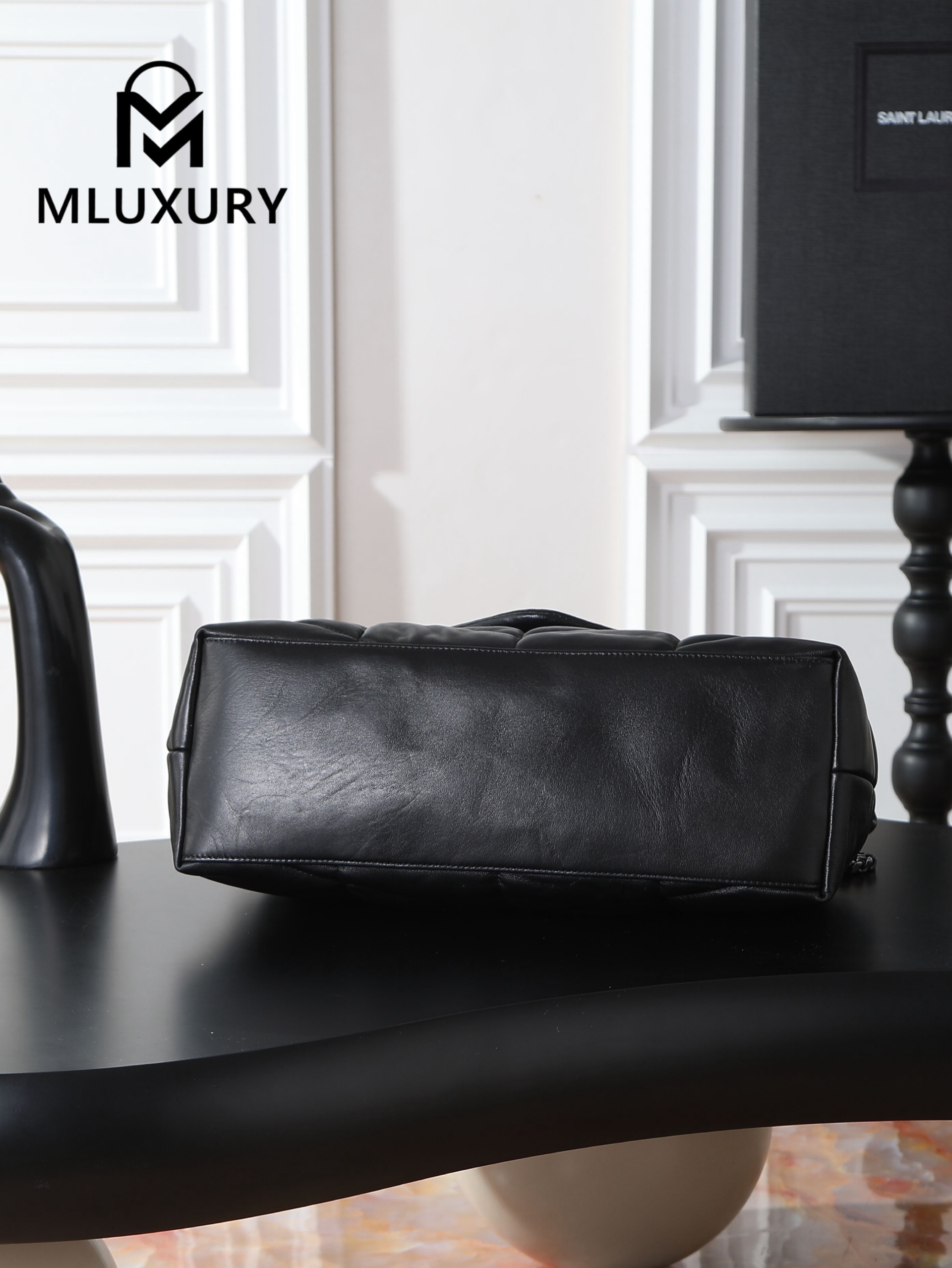 YSL Loulou Puffer_35cm, Black Lambskin with Black Buckle