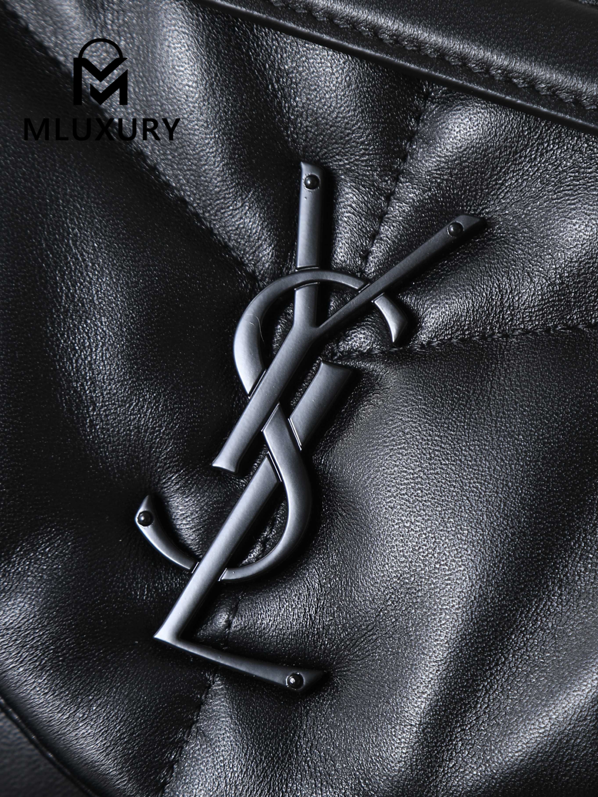 YSL Loulou Puffer_35cm, Black Lambskin with Black Buckle