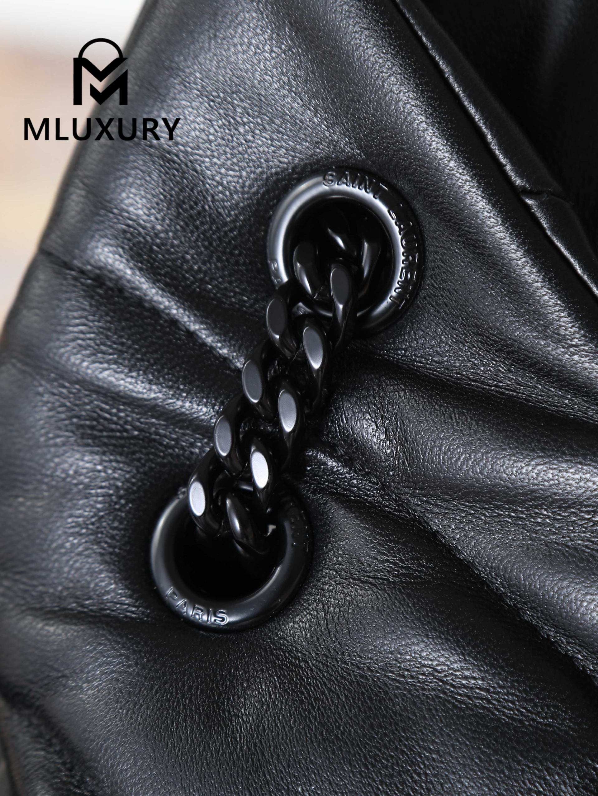 YSL Loulou Puffer_35cm, Black Lambskin with Black Buckle