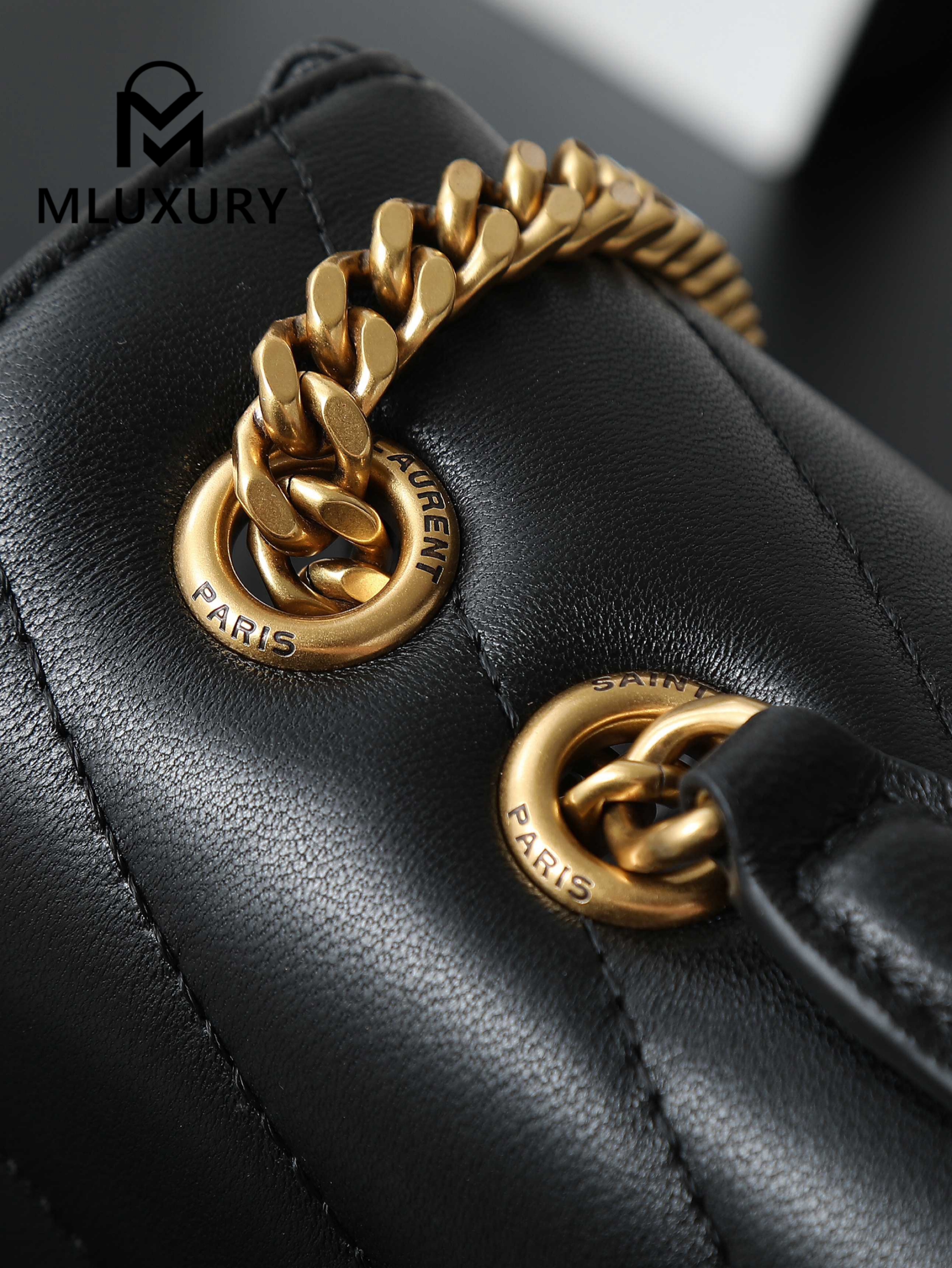 YSL Loulou_29cm, Black Lambskin with Gold Hardware