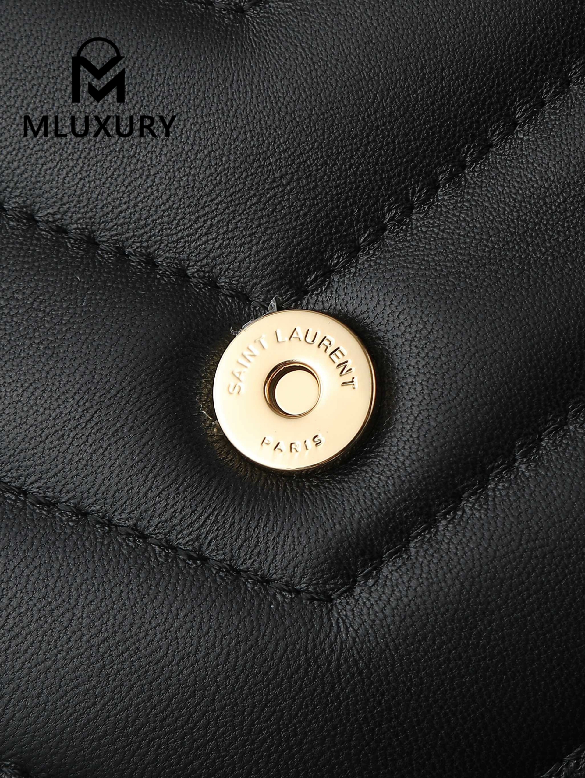 YSL Loulou_29cm, Black Lambskin with Gold Hardware