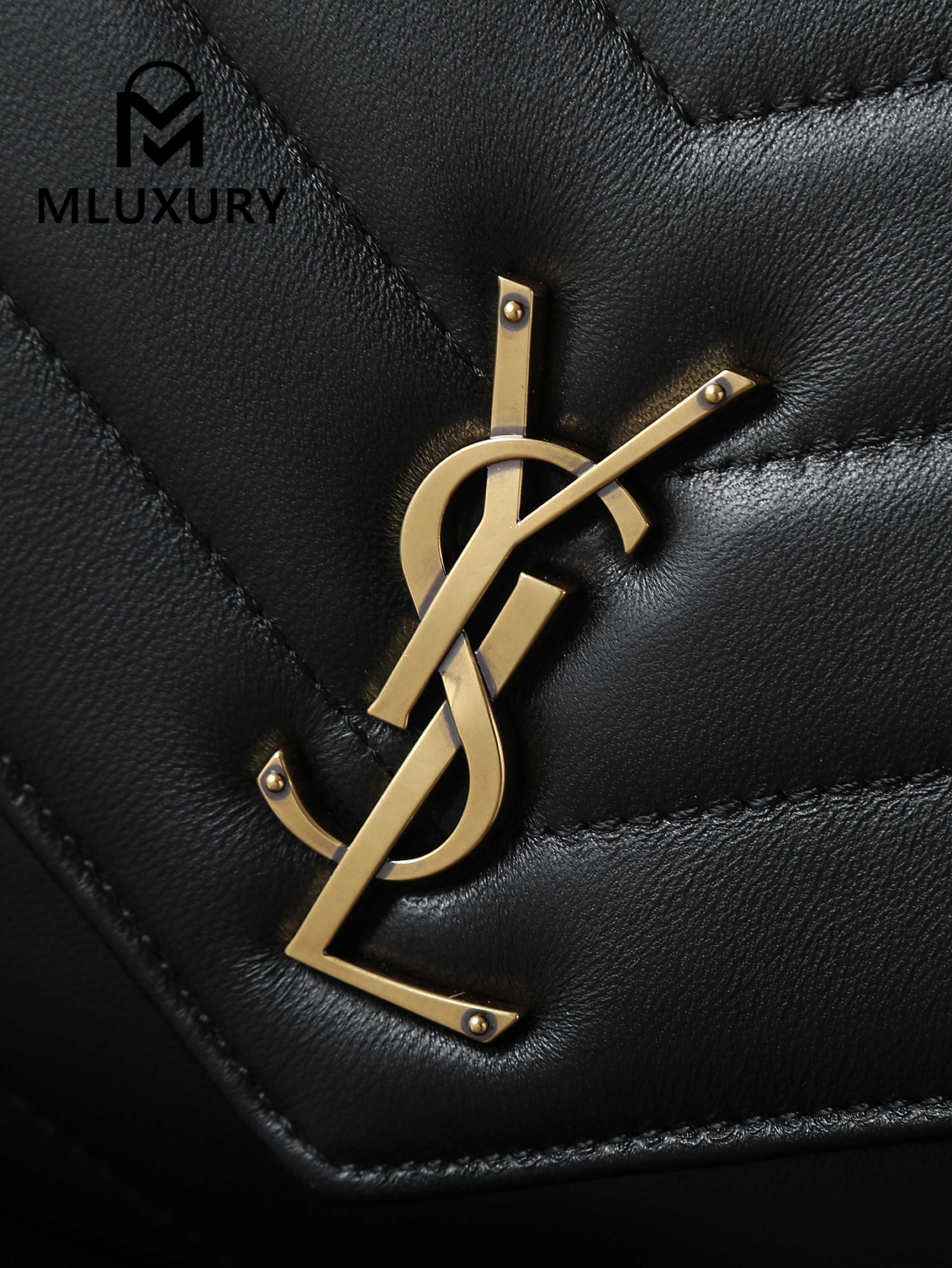 YSL Loulou_29cm, Black Lambskin with Gold Hardware