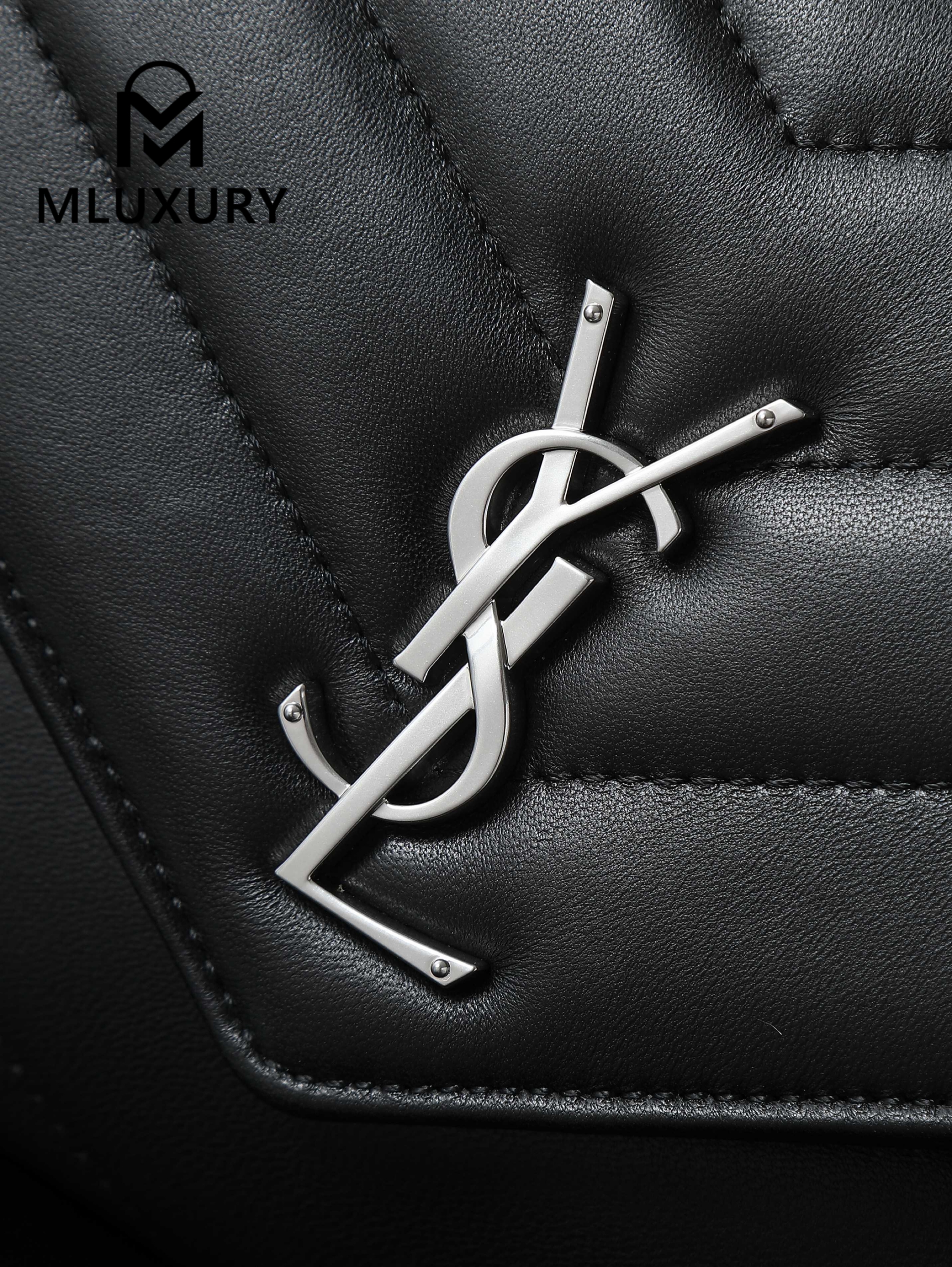 YSL Loulou_ 29cm, Black Lambskin Bag with Silver Buckle