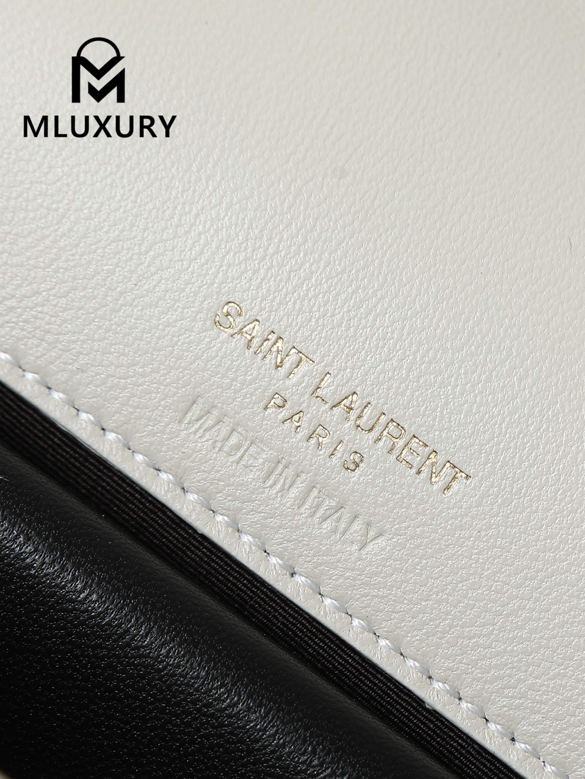 YSL Loulou_29cm, White Lambskin with Gold Hardware