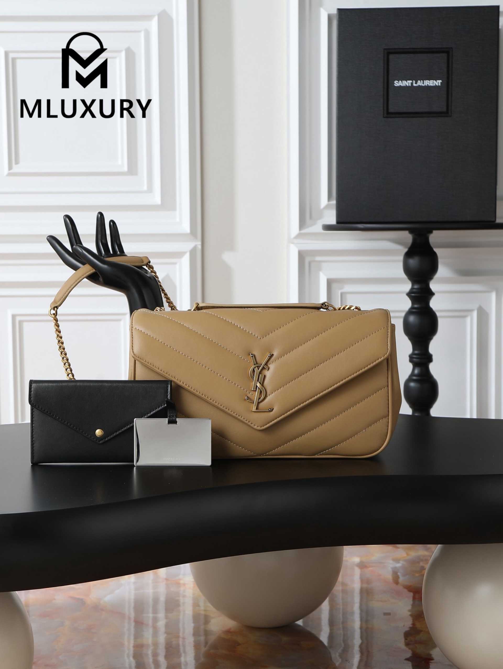 YSL Loulou _29cm, Milk Tea Color, Gold Hardware Lambskin
