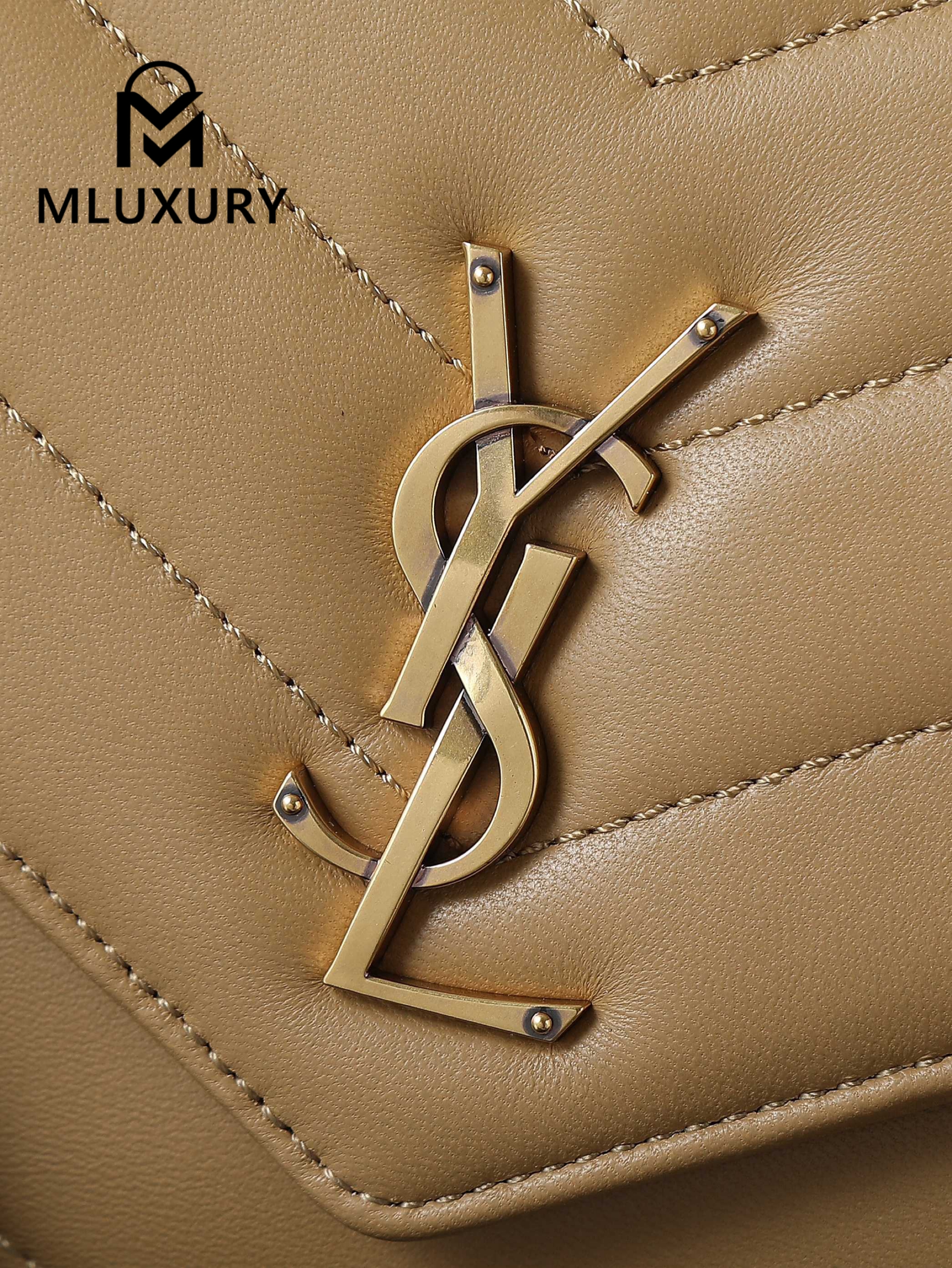 YSL Loulou _29cm, Milk Tea Color, Gold Hardware Lambskin