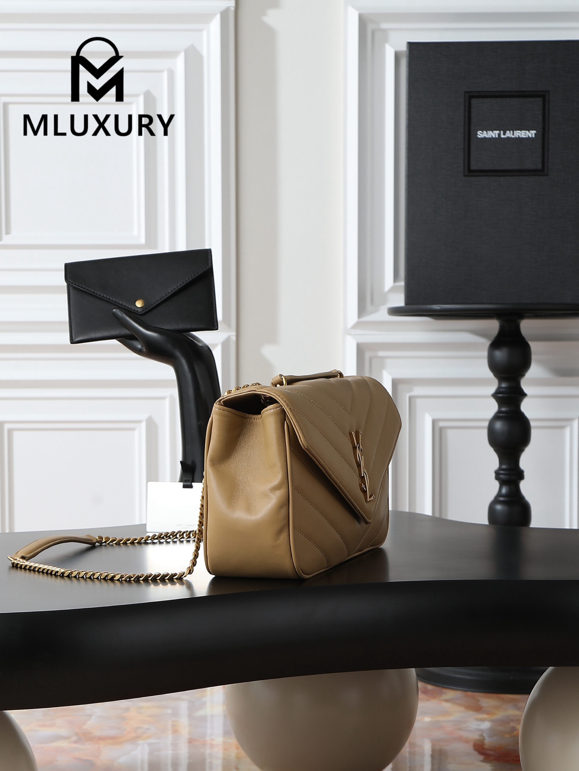 YSL Loulou _29cm, Milk Tea Color, Gold Hardware Lambskin